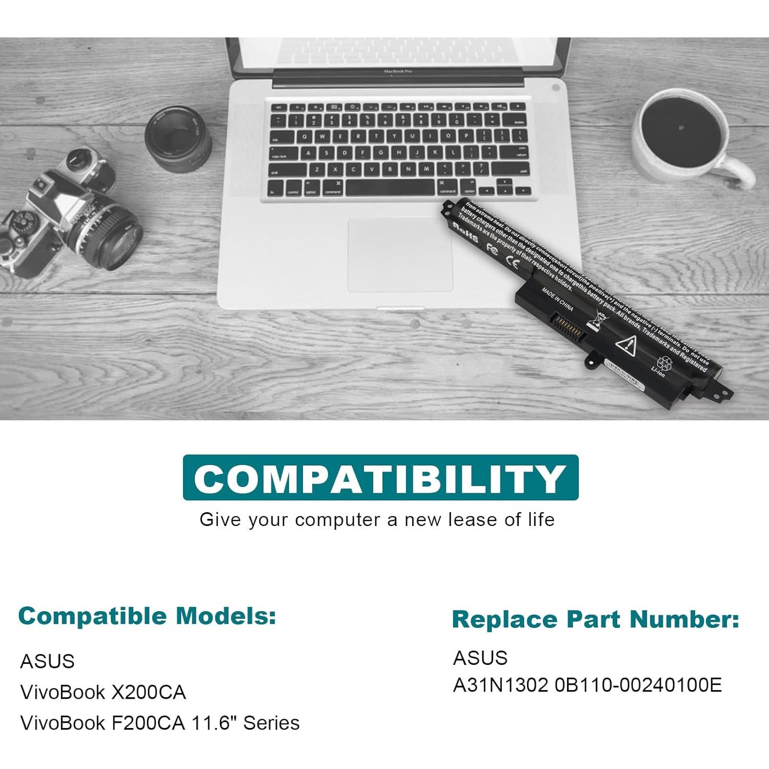 Batería Li-ion 2200mAh Asus VivoBook X200CA A31N1302