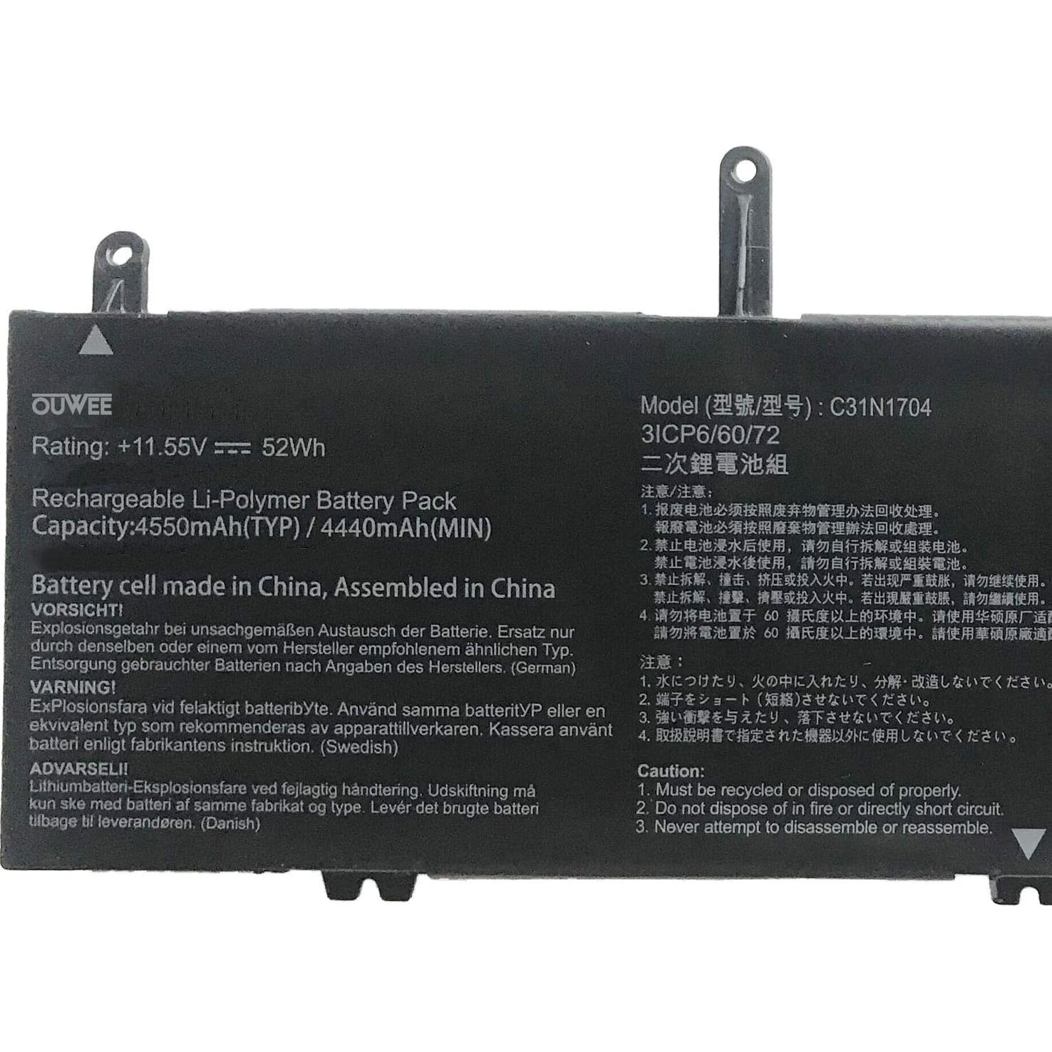 Batería Li-ion C31N1704 para ASUS ZenBook Flip 15 11.55V 52Wh