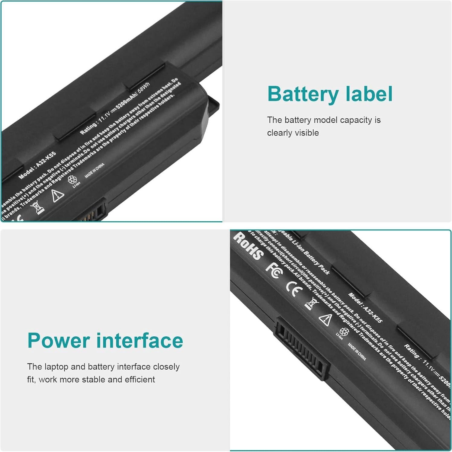 Batería de Laptop Futurebatt A32-K55 5200mAh 11.1V para ASUS