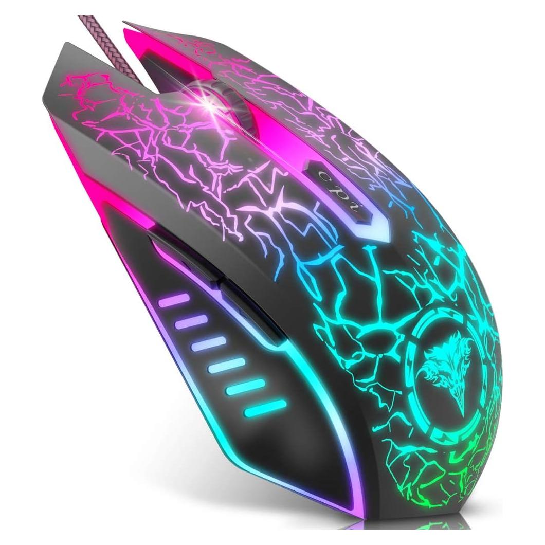 Ratón Gaming BENGOO USB Ergonómico RGB 3600 DPI Negro