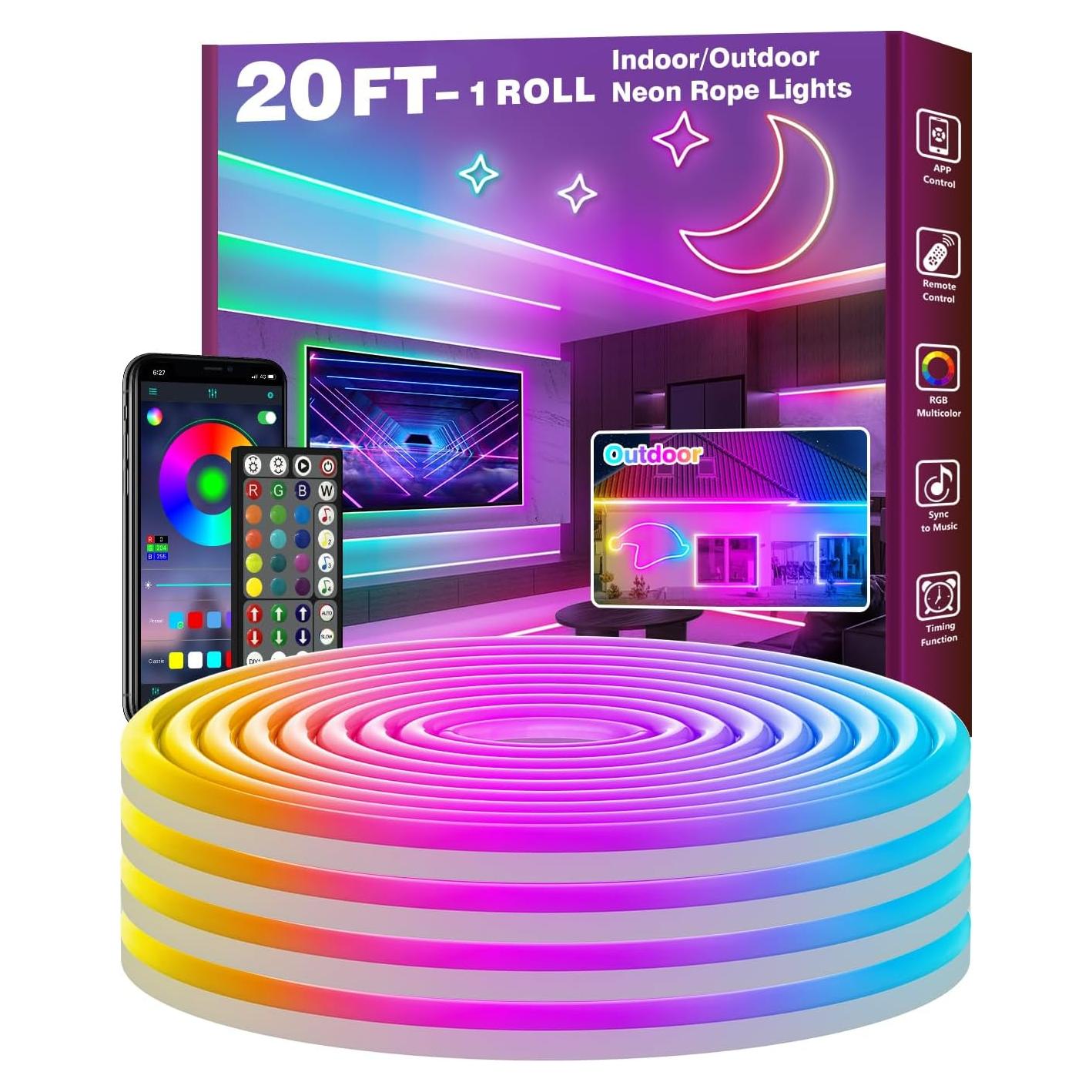 Luces de Cuerda LED RGB 6 m Neón Control Remoto IP65