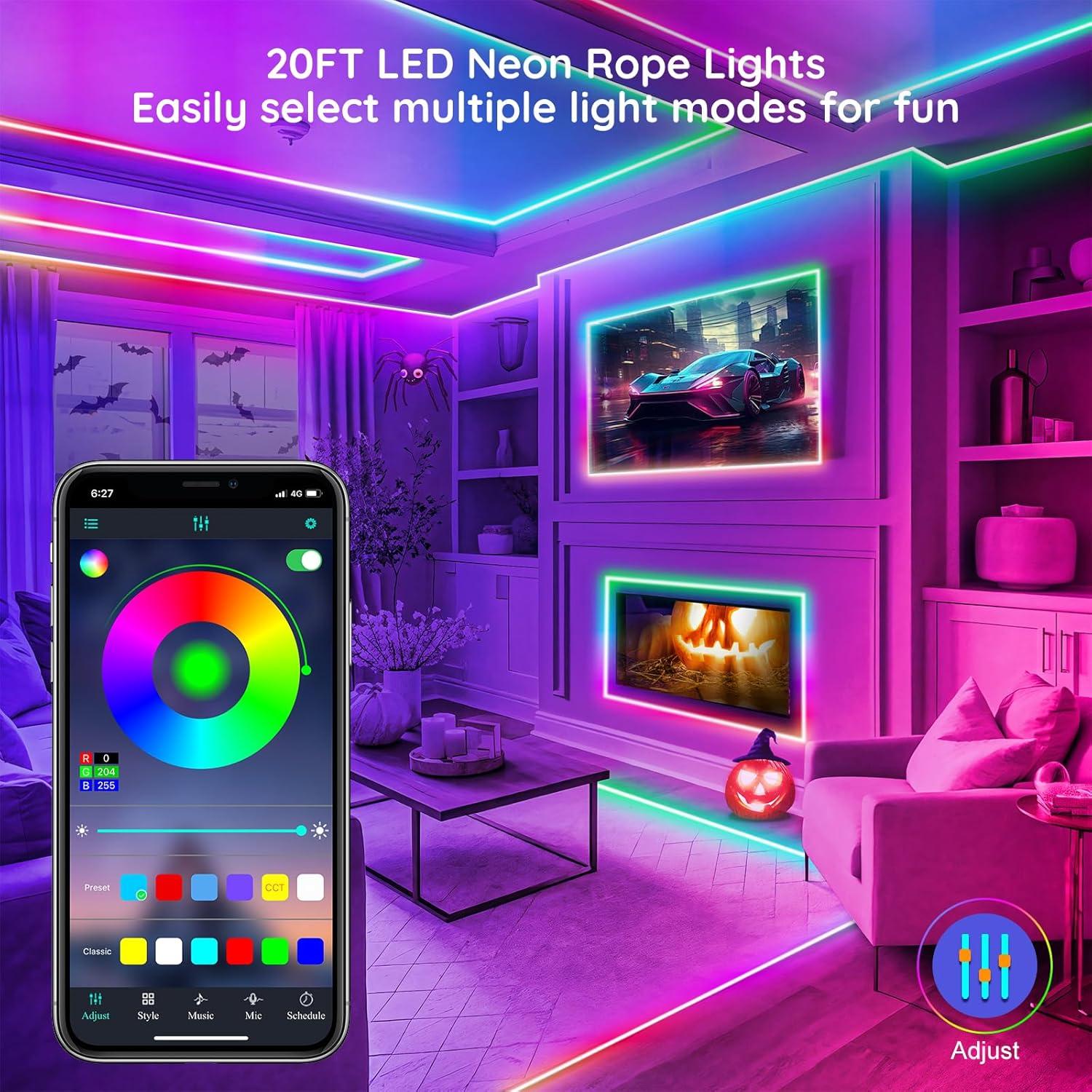 Luces de Cuerda LED RGB 6 m Neón Control Remoto IP65