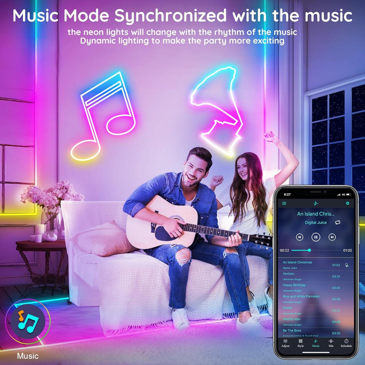 Luces de Cuerda LED RGB 6 m Neón Control Remoto IP65