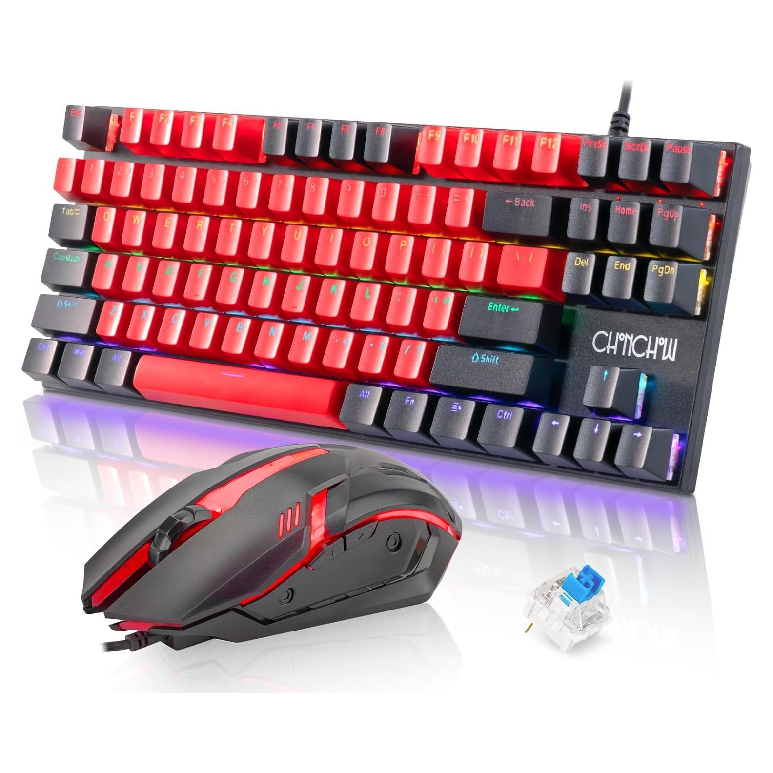 Combo Teclado y Ratón Mecánico CHONCHOW M801R RGB 87 Teclas