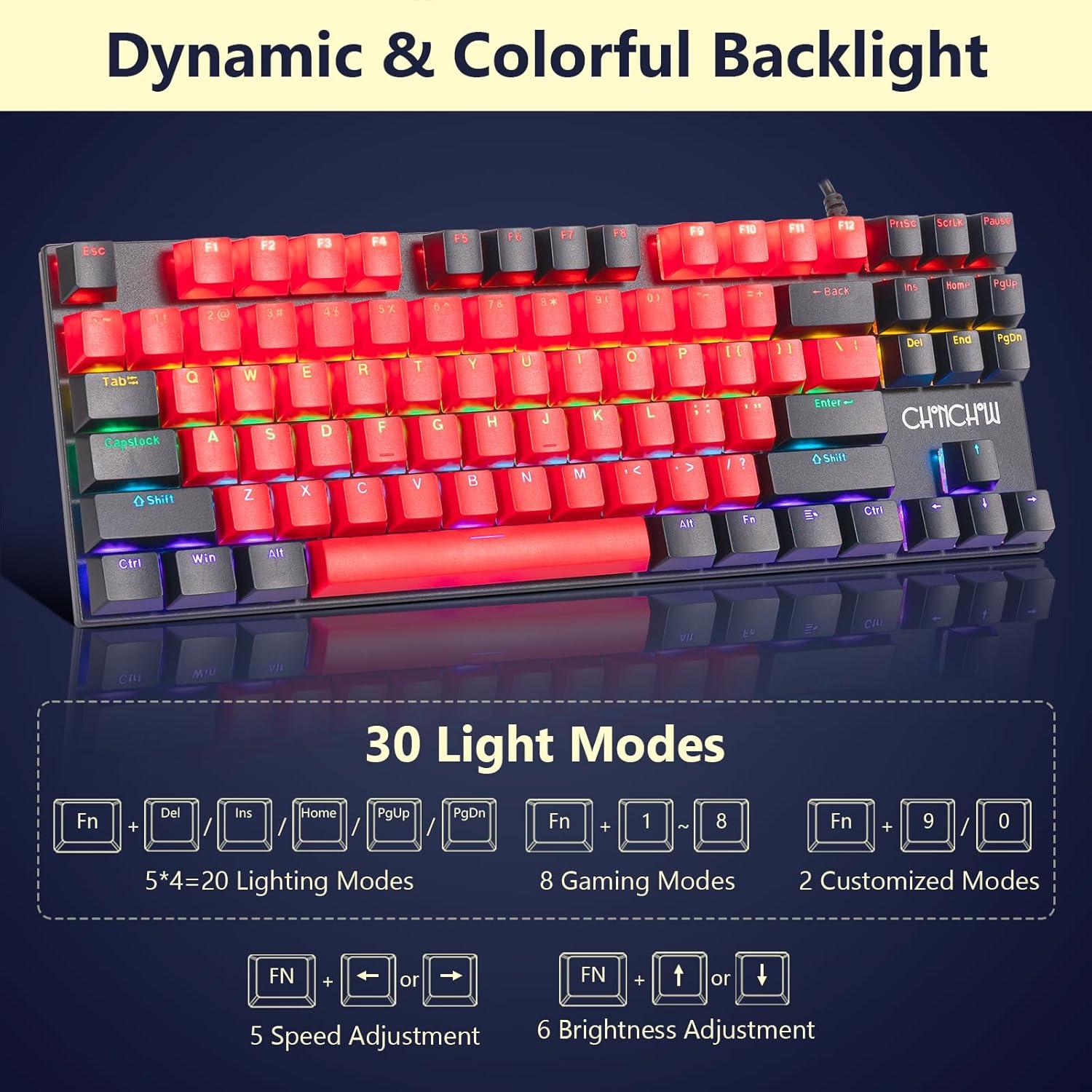 Combo Teclado y Ratón Mecánico CHONCHOW M801R RGB 87 Teclas