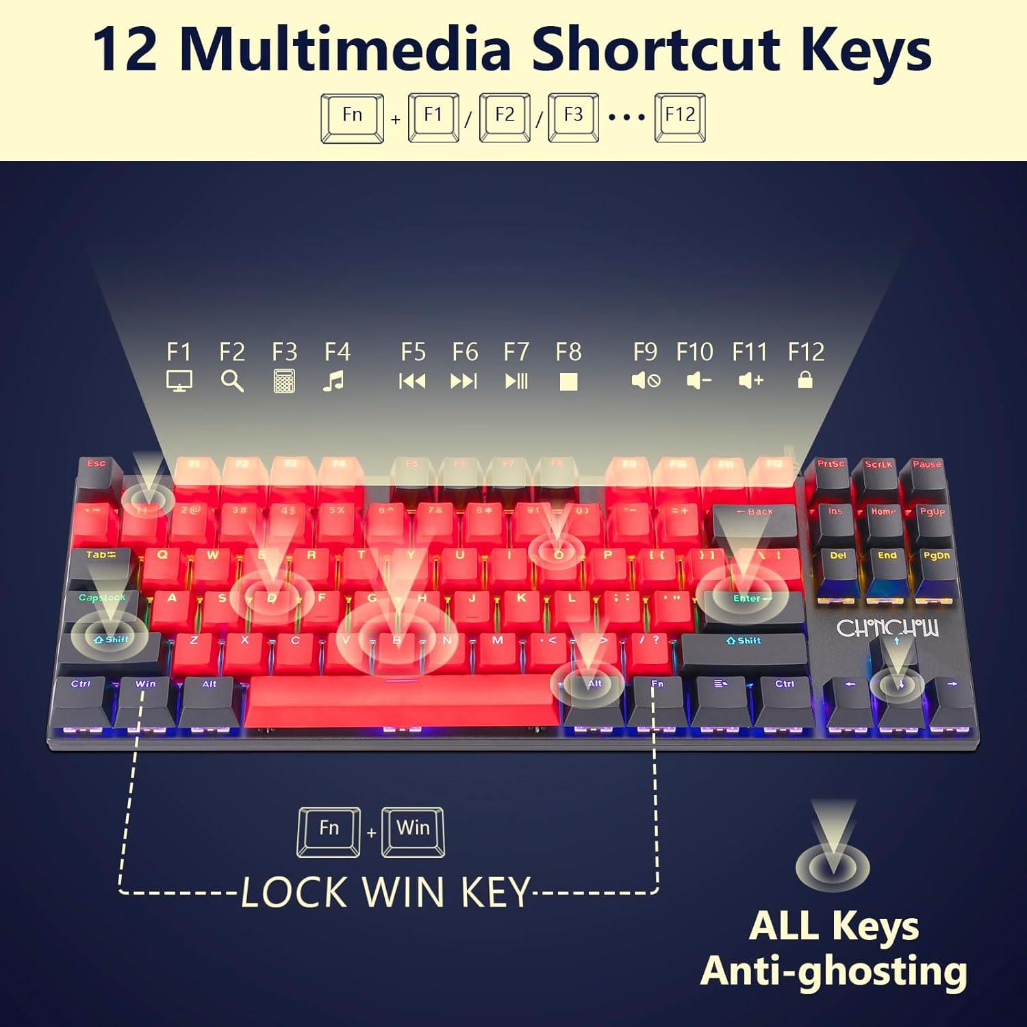 Combo Teclado y Ratón Mecánico CHONCHOW M801R RGB 87 Teclas