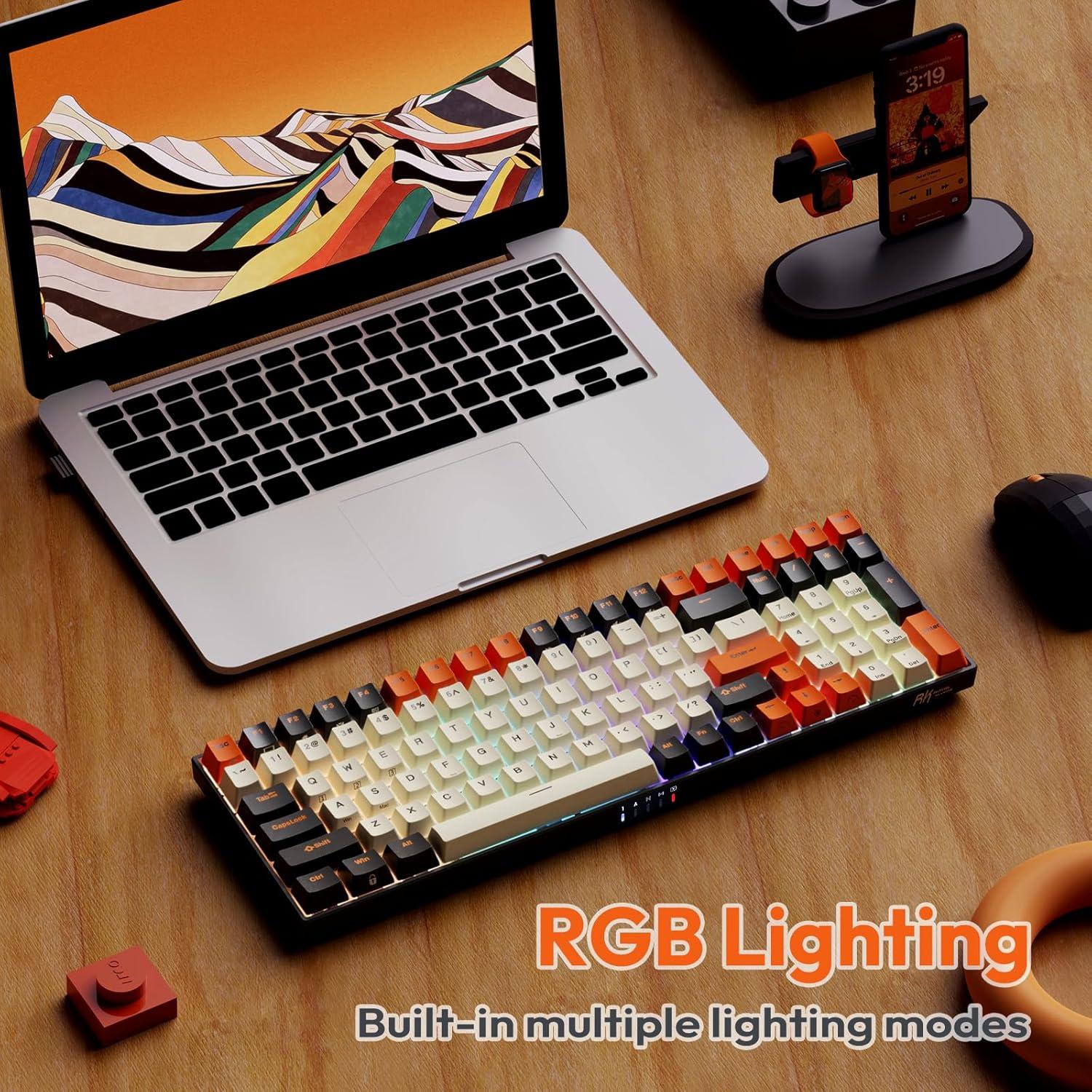 Teclado Mecánico Inalámbrico RK ROYAL KLUDGE RK100 RGB 100 Teclas