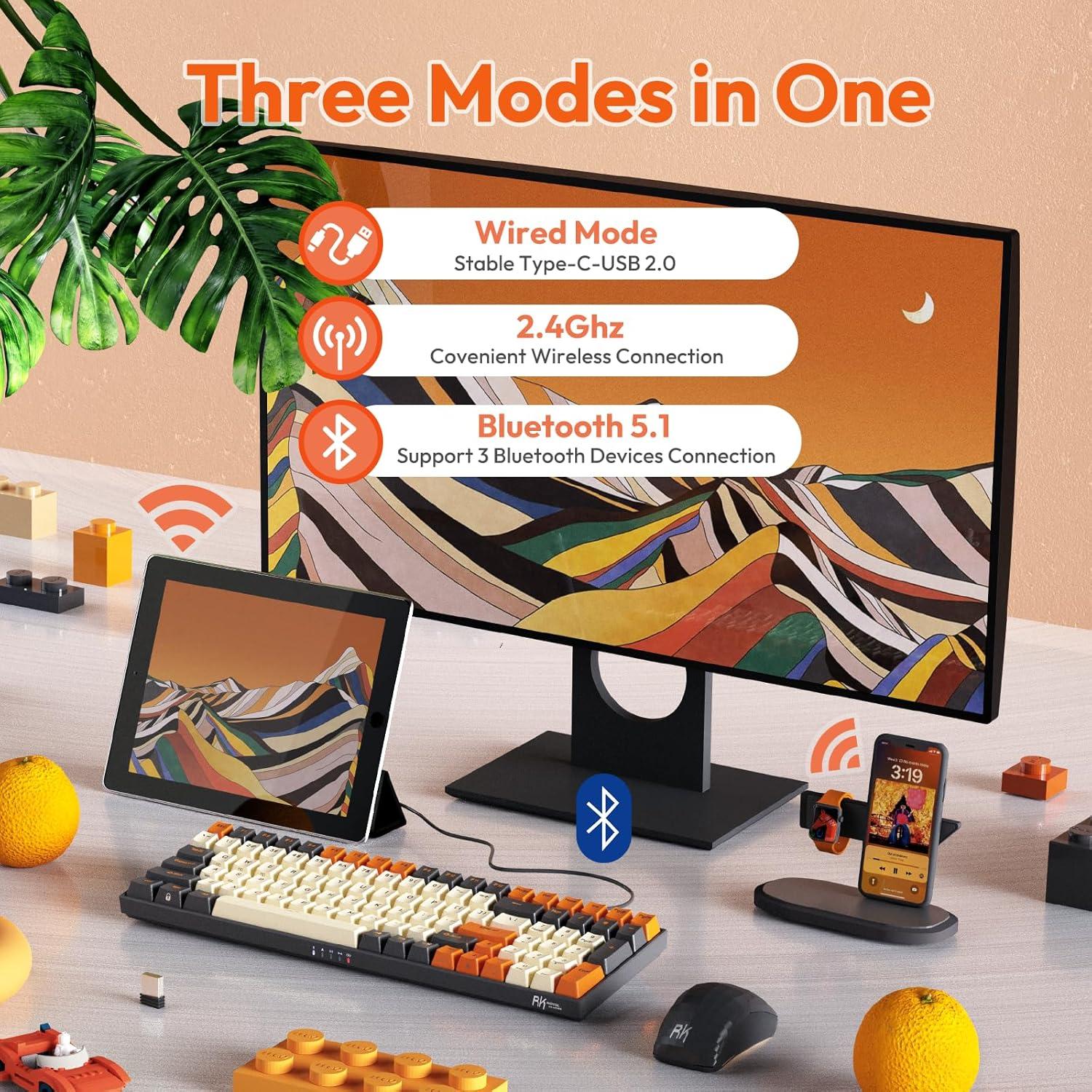 Teclado Mecánico Inalámbrico RK ROYAL KLUDGE RK100 RGB 100 Teclas