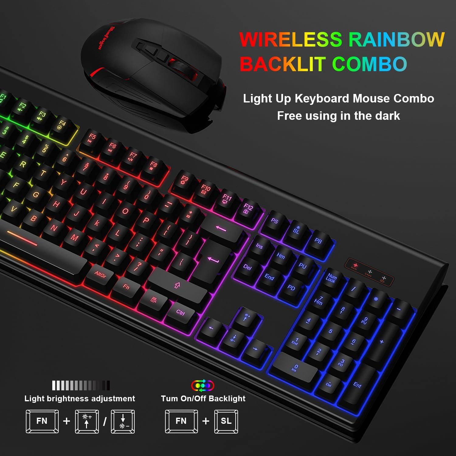 Combo Teclado y Ratón Gaming Inalámbrico BlueFinger RGB
