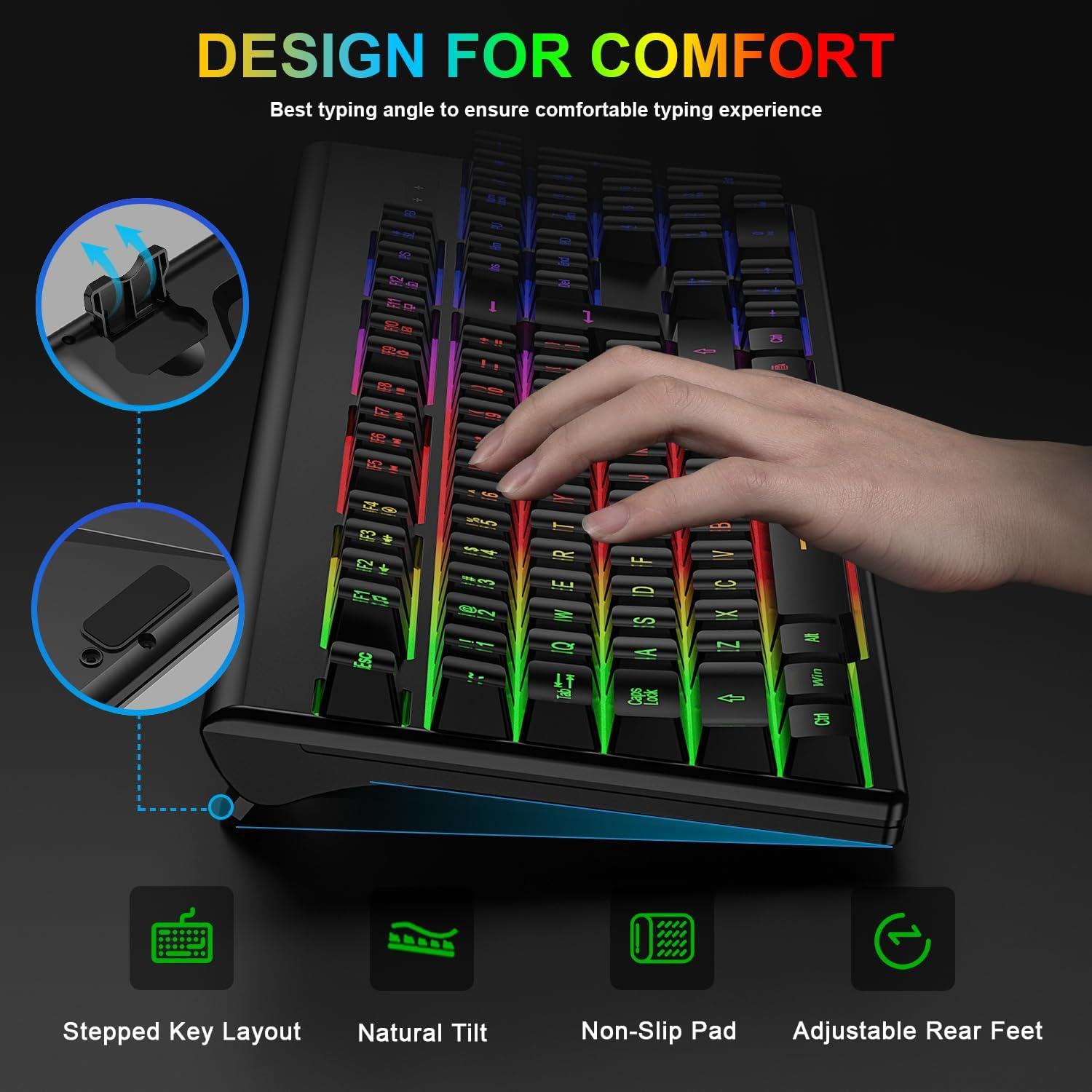 Combo Teclado y Ratón Gaming Inalámbrico BlueFinger RGB