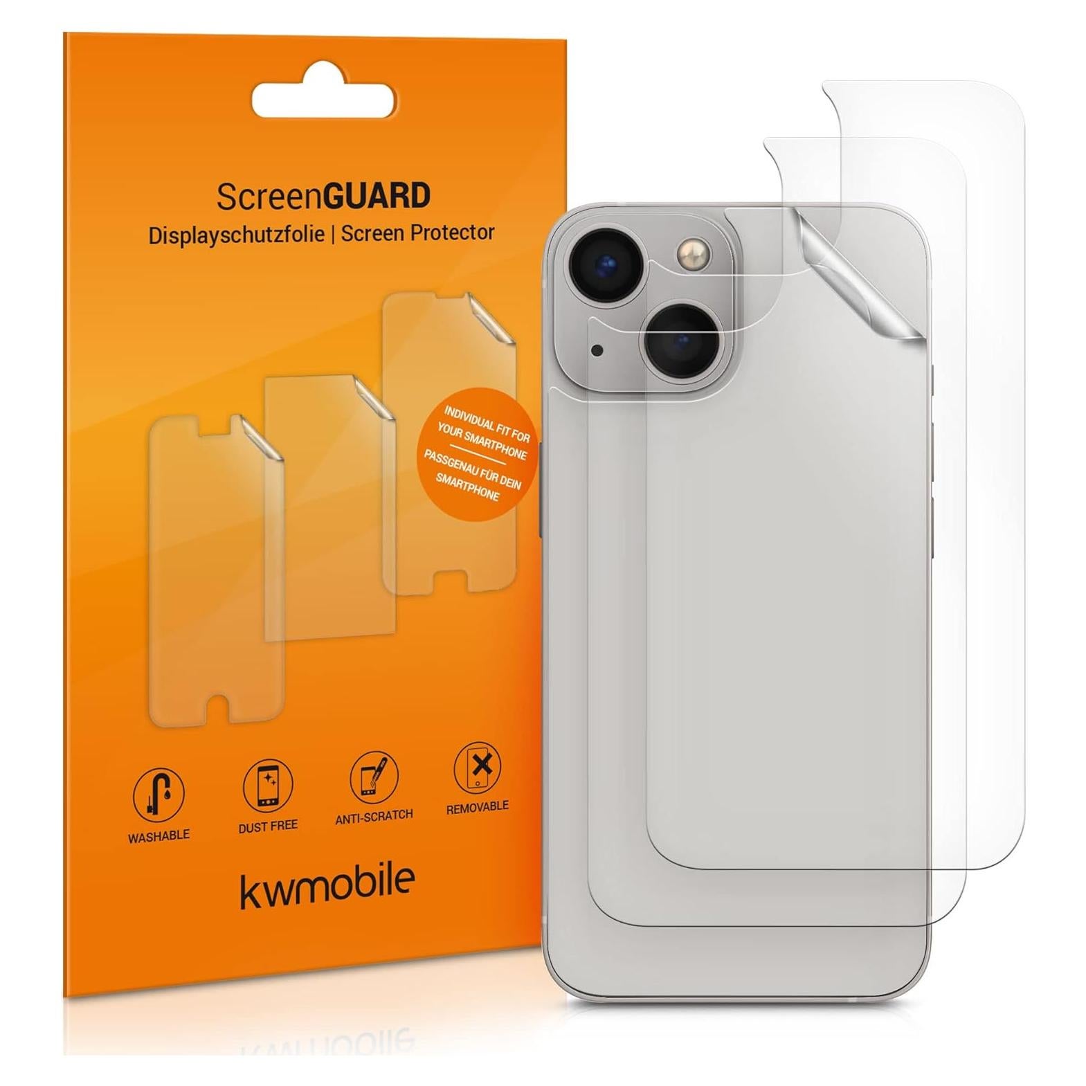 kwmobile Set de 3 Fundas Transparentes para iPhone 13/14