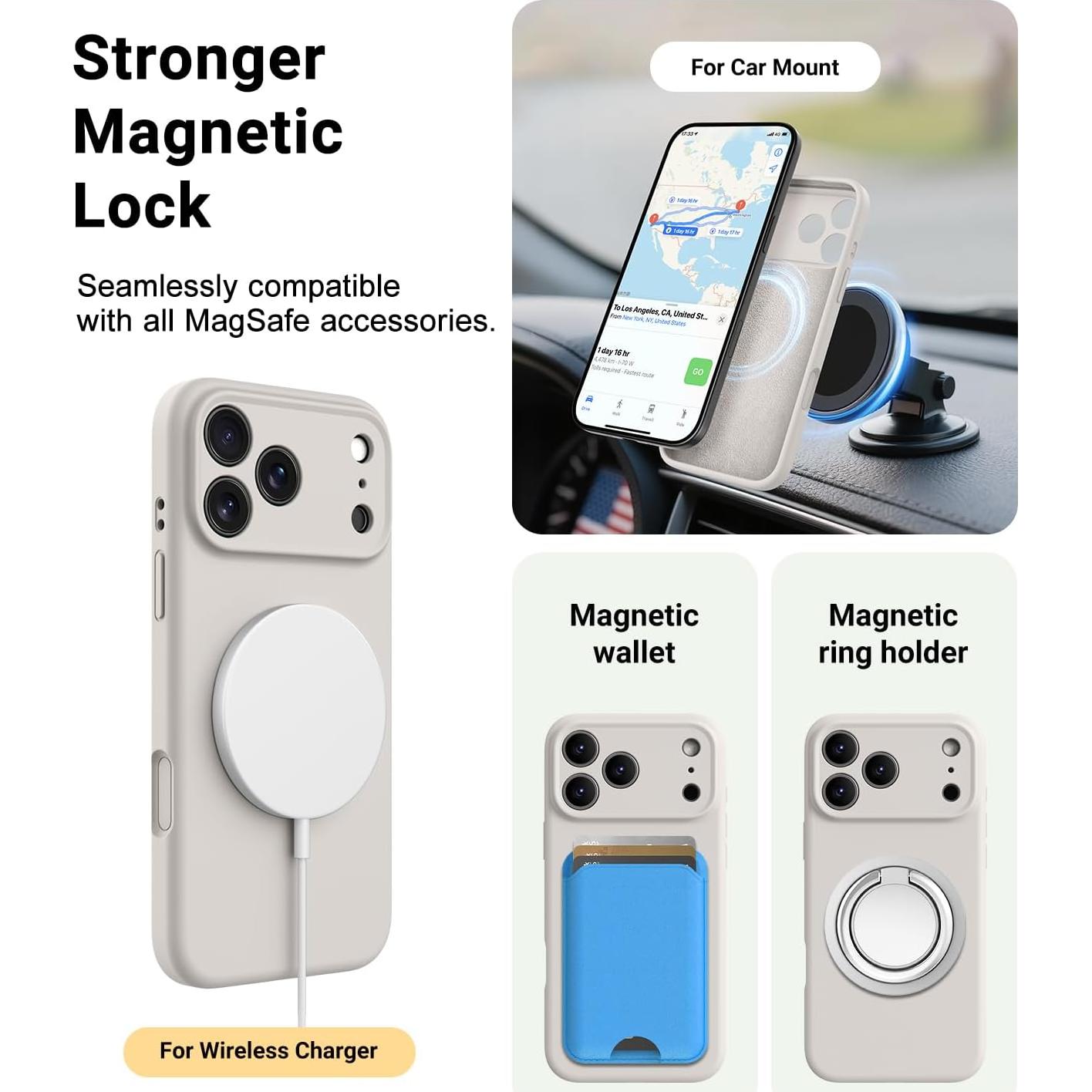 Funda Silicona OTOFLY para iPhone 17 Pro, Color Piedra, Magsafe