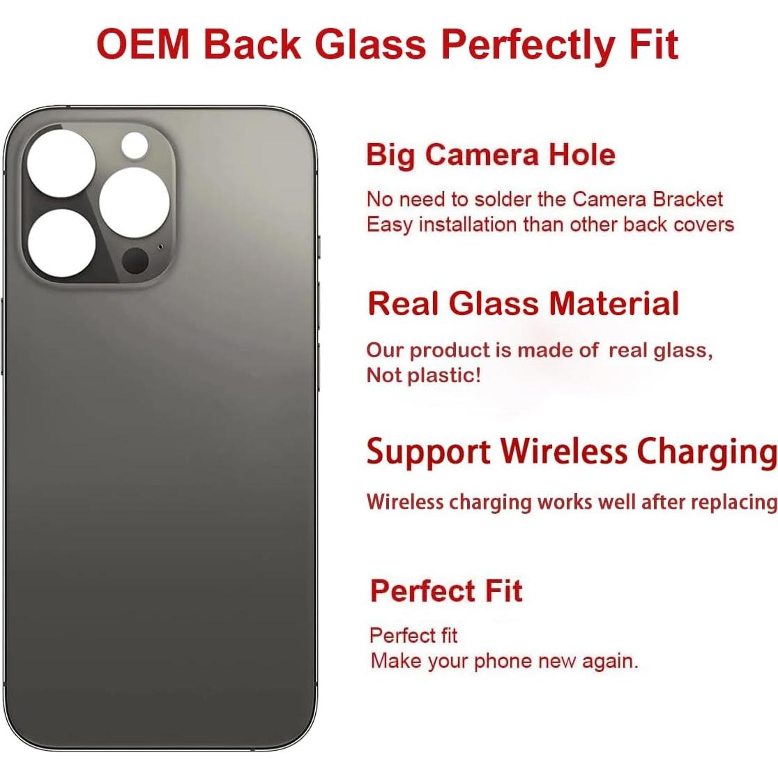 Reemplazo Cristal Trasero OEM Perzework iPhone 13 Pro Max Grafito