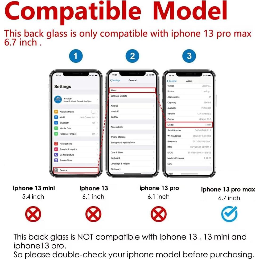 Reemplazo Cristal Trasero OEM Perzework iPhone 13 Pro Max Grafito