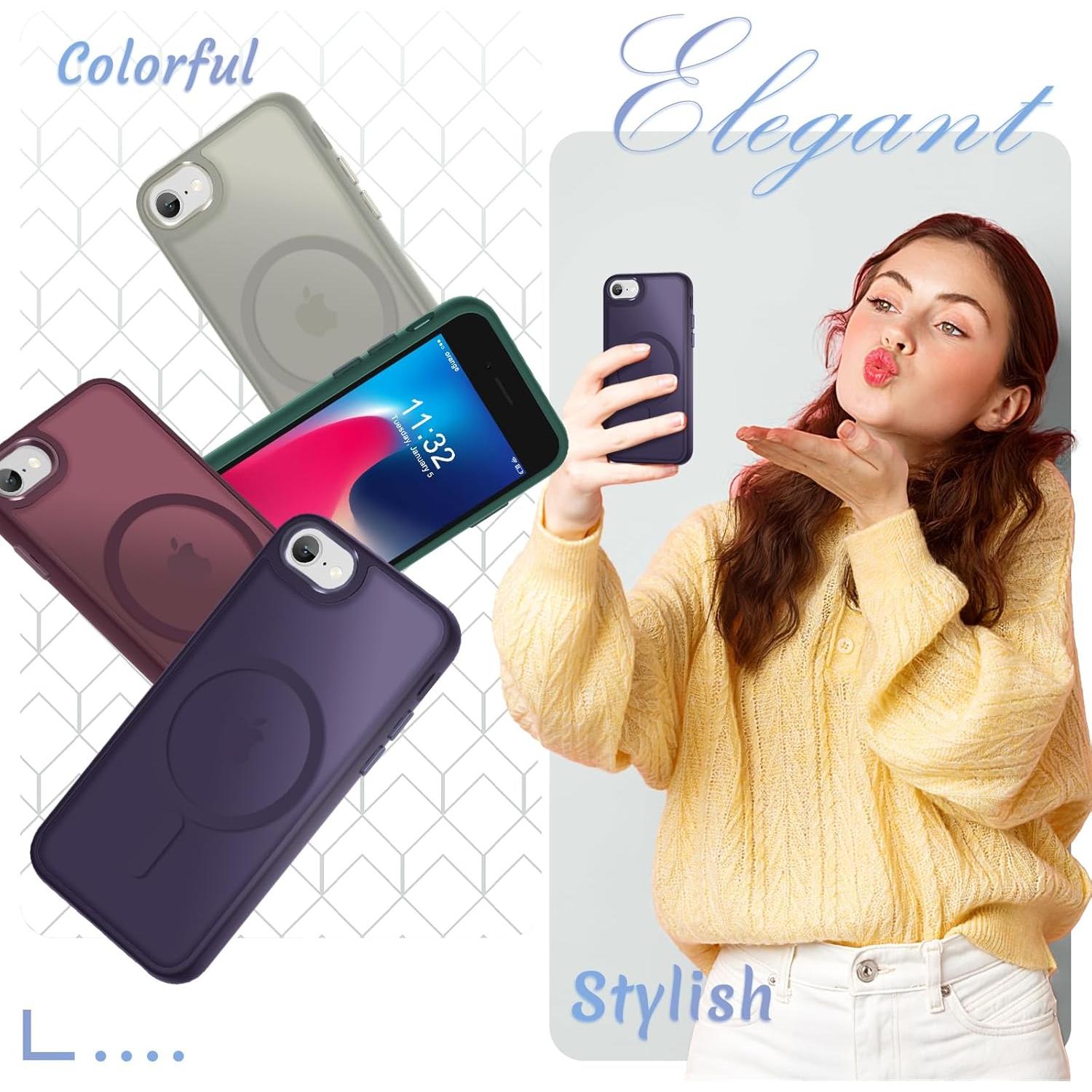Funda Magnética YENAPOON para iPhone SE 2022/2020/8/7 Morado