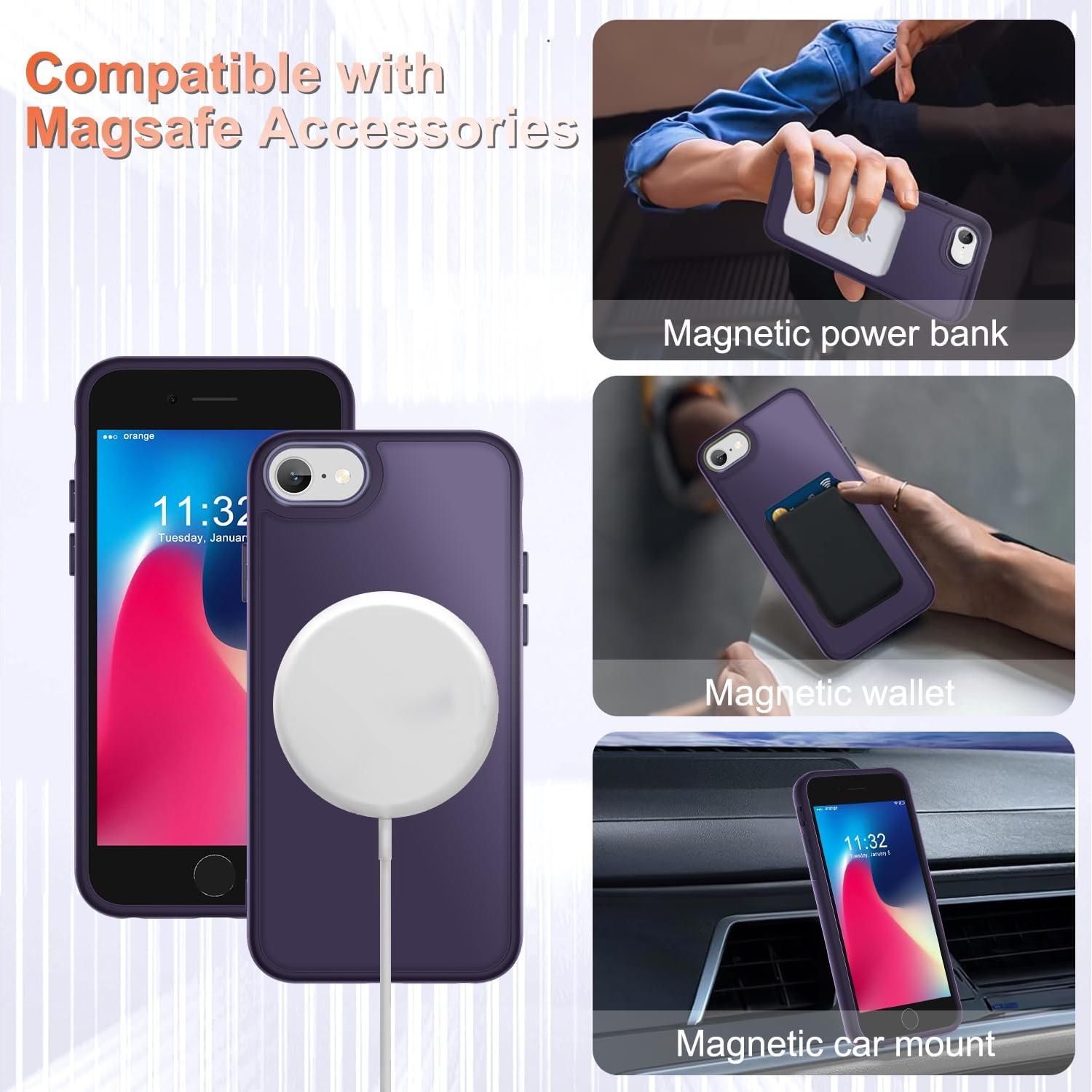 Funda Magnética YENAPOON para iPhone SE 2022/2020/8/7 Morado