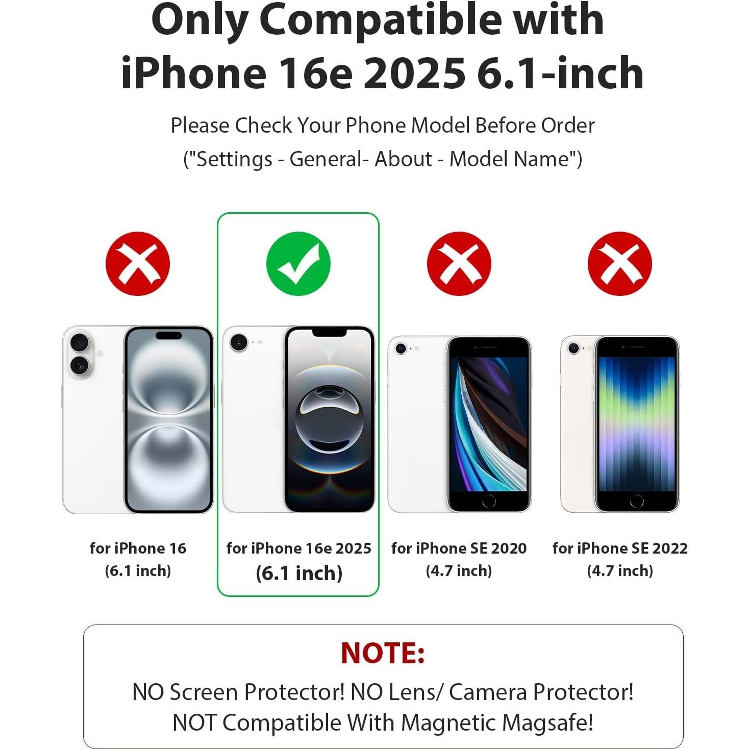 Funda Jelanry para iPhone 16E 2025, Doble Capa Resistente 6.1"