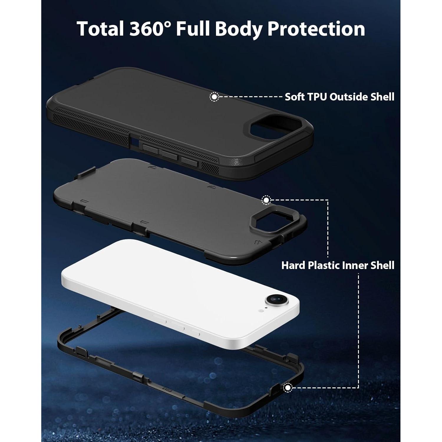 Funda Jelanry para iPhone 16E 2025, Doble Capa Resistente 6.1"