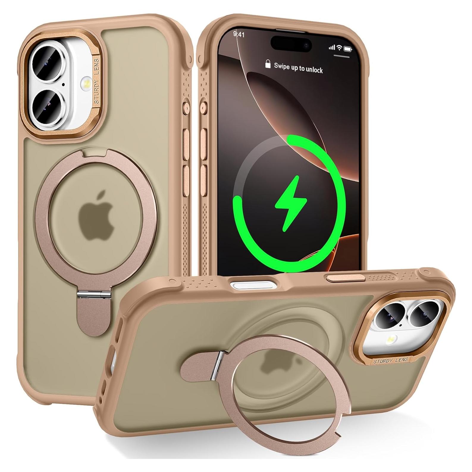 Funda Lufanbis para iPhone 17 con Soporte Magnético - Bronce