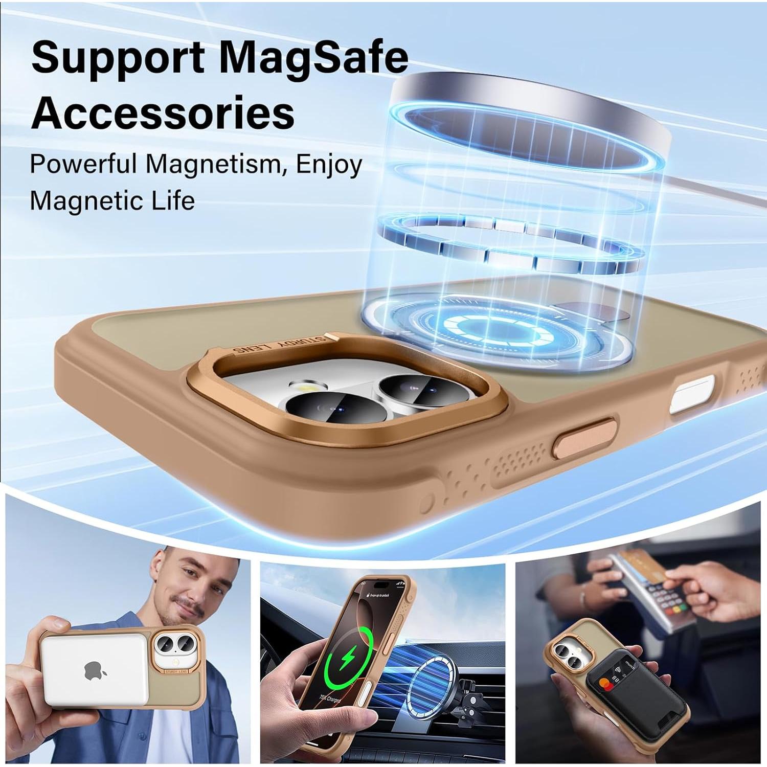 Funda Lufanbis para iPhone 17 con Soporte Magnético - Bronce