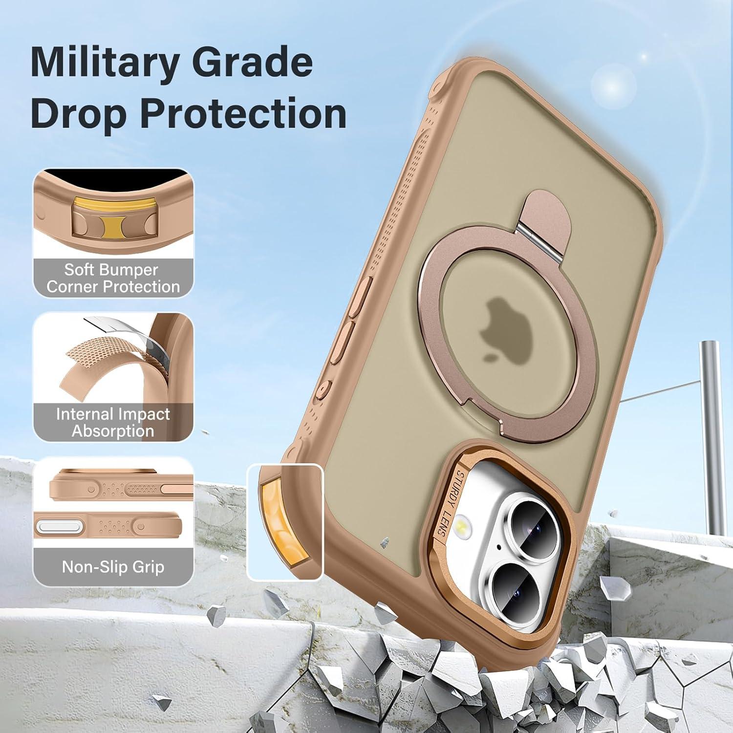 Funda Lufanbis para iPhone 17 con Soporte Magnético - Bronce