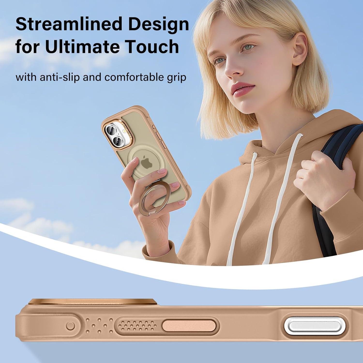 Funda Lufanbis para iPhone 17 con Soporte Magnético - Bronce