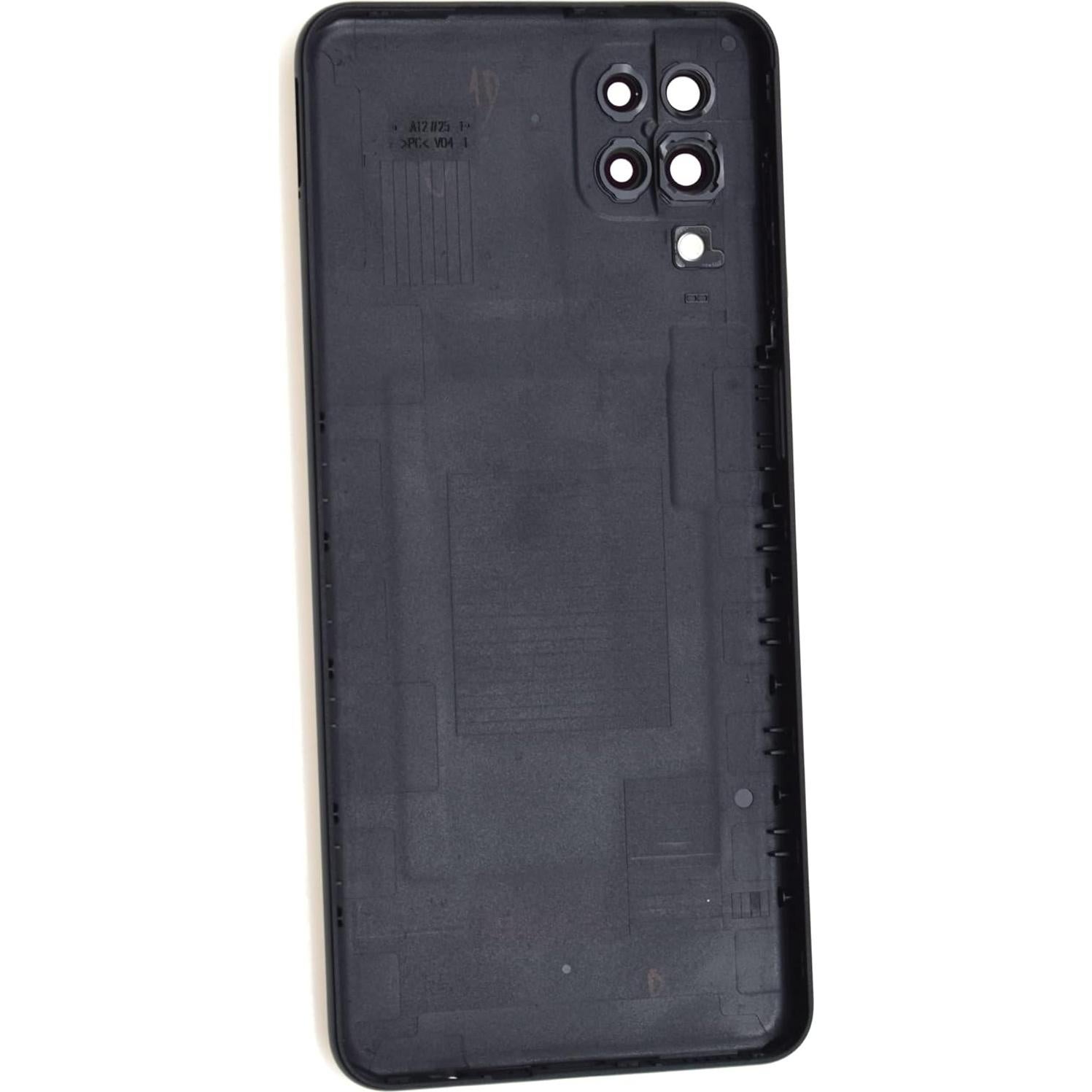 Carcasa Trasera Plástica Negra para Samsung Galaxy A12 con Marco de Cámara