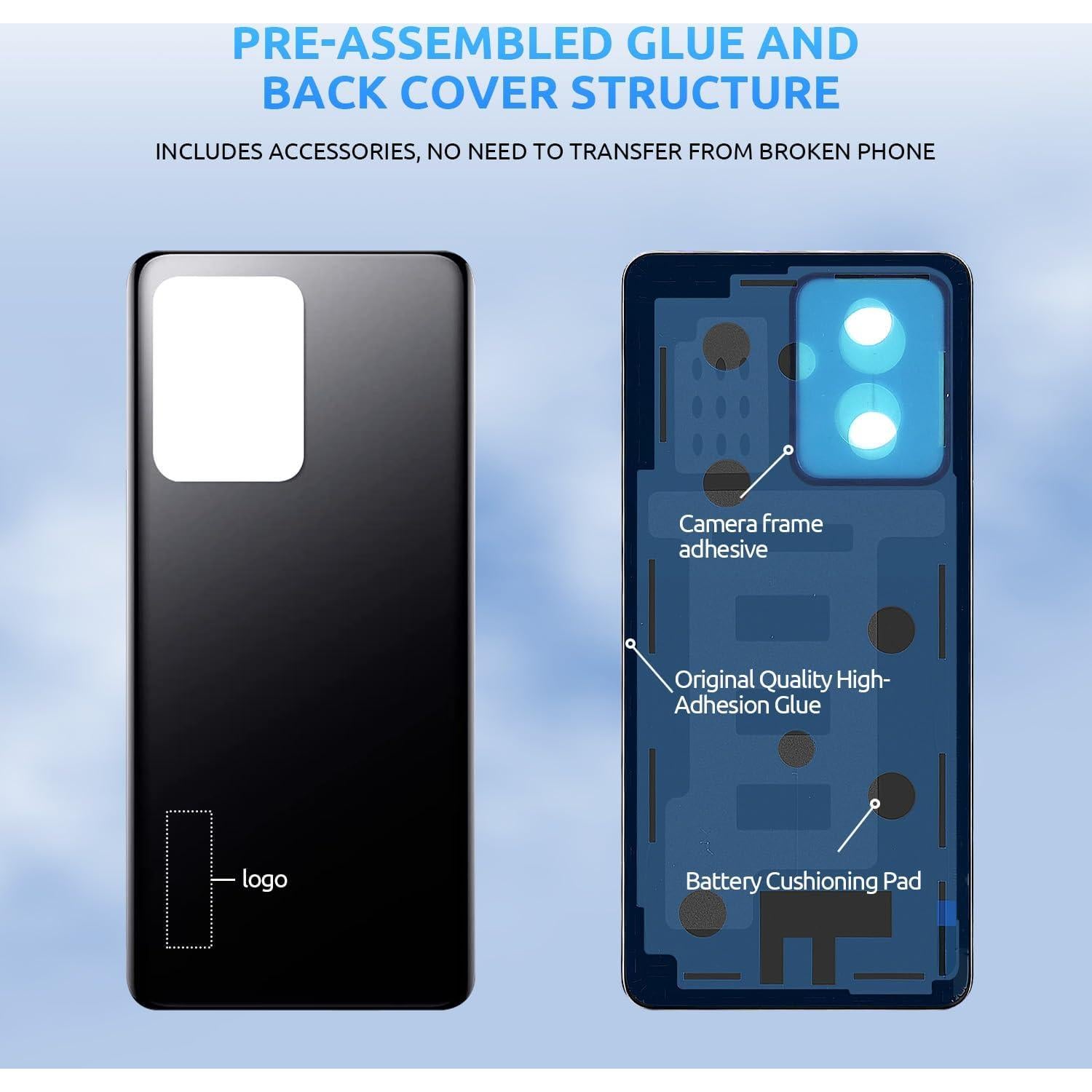 Reemplazo Cristal Trasero Xiaomi Redmi Note 12 Pro+ Negro