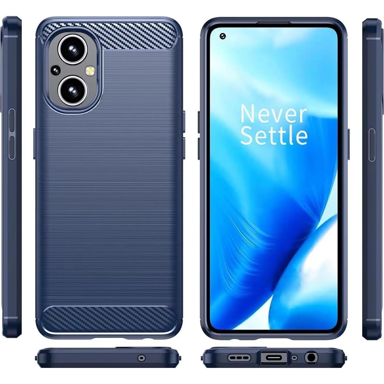 Funda delgada TPU OnePlus Nord N20 5G Azul - Fibra de Carbono