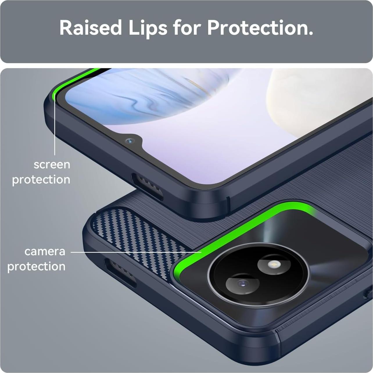 Funda TPU Vivo Y02 Fibra de Carbono Azul Marino 6.51"