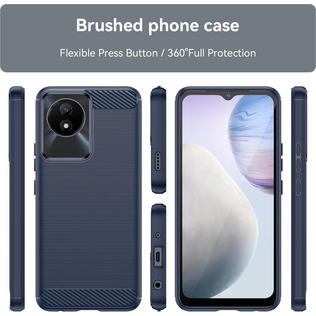 Funda TPU Vivo Y02 Fibra de Carbono Azul Marino 6.51"