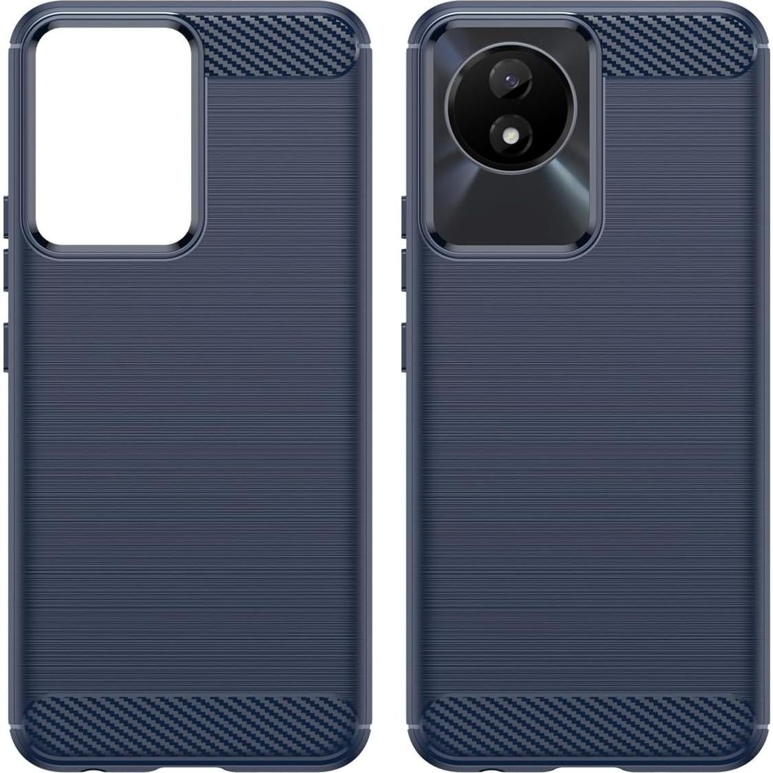 Funda TPU Vivo Y02 Fibra de Carbono Azul Marino 6.51"