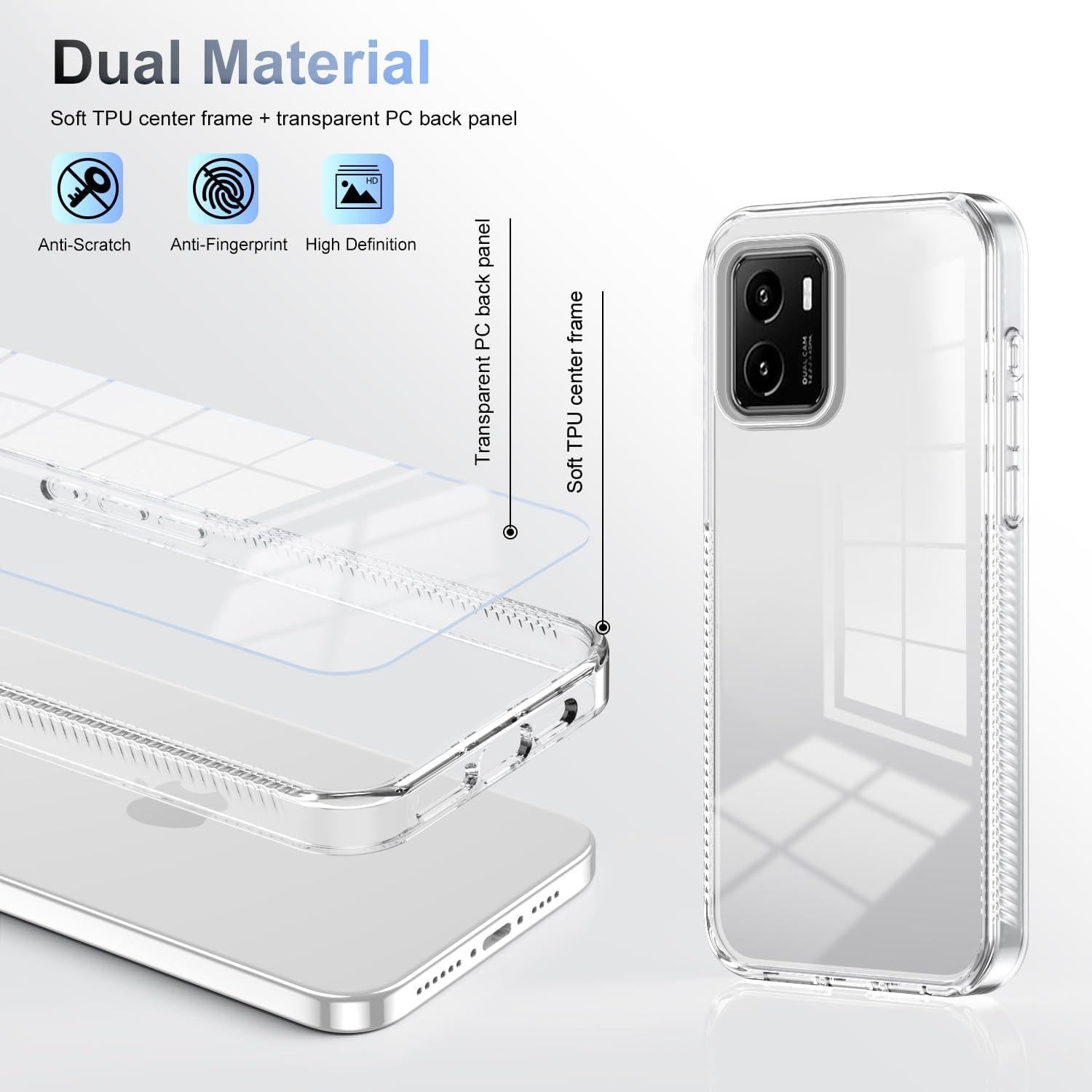Funda Protectora Dura Acrílica Blanca Kukoufey para Vivo Y15s 2021
