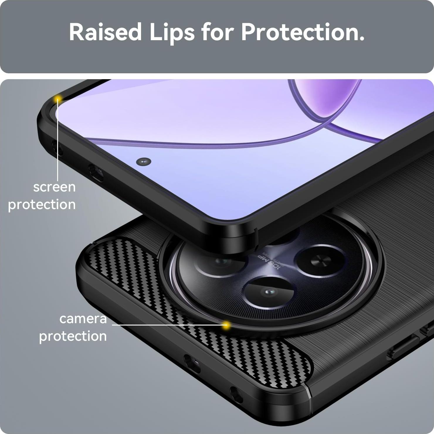 Funda TPU Fibra de Carbono para Realme 12 4G Negra