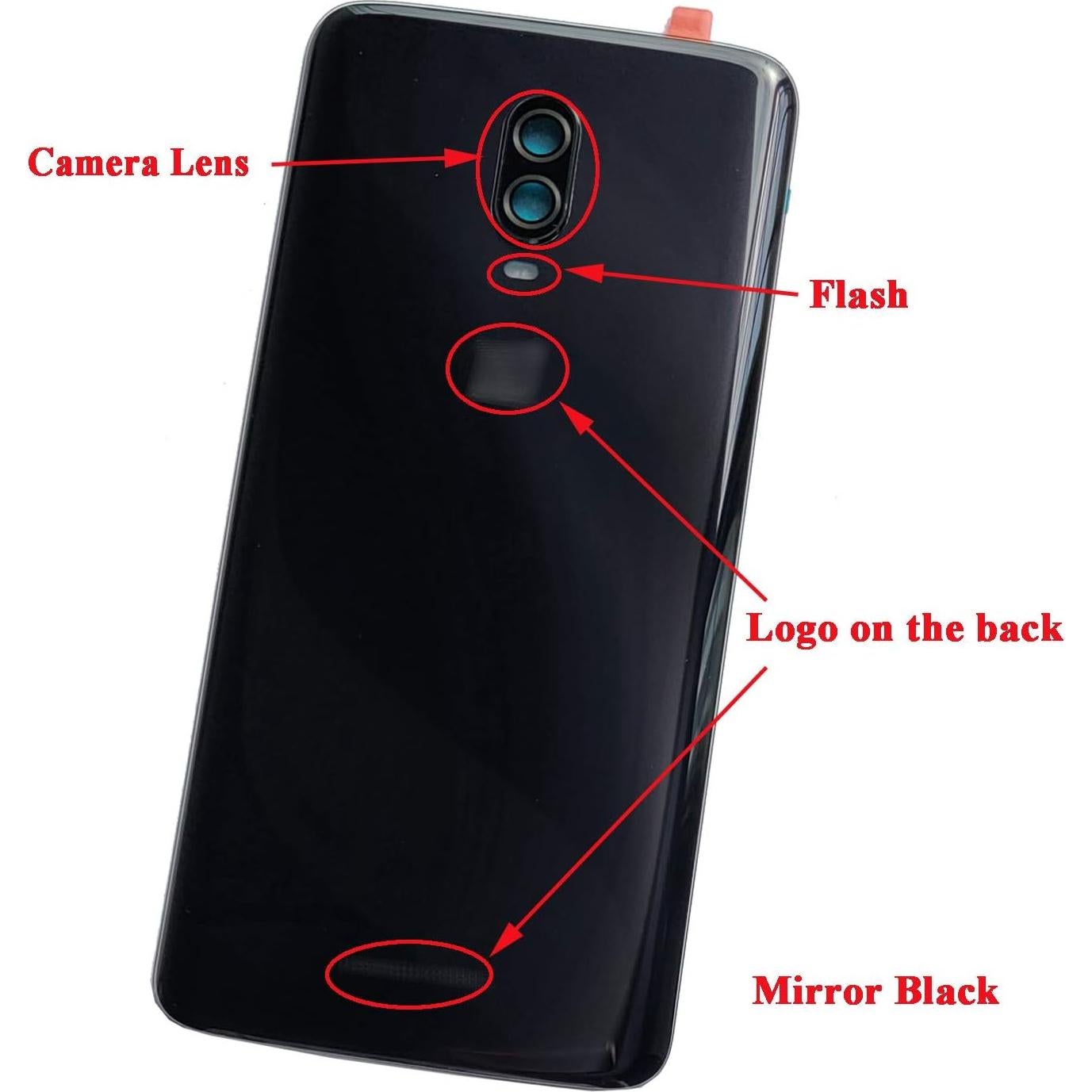 Tapa de Cristal Trasero Negro Espejo Ubrokeifixit para OnePlus 6T