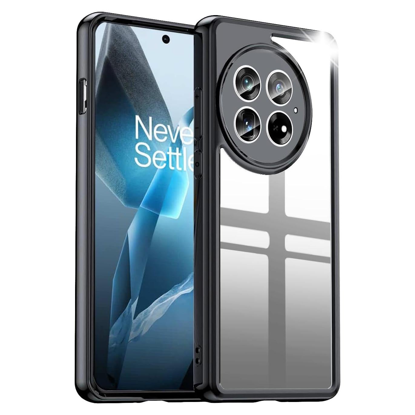 Case for OnePlus 13 5G(2024),[Hard PC Back+ Soft TPU Bumper] Slim Fit Shockproof Protective Cover Silicone Phone Case for OnePlus 13, Clear Black