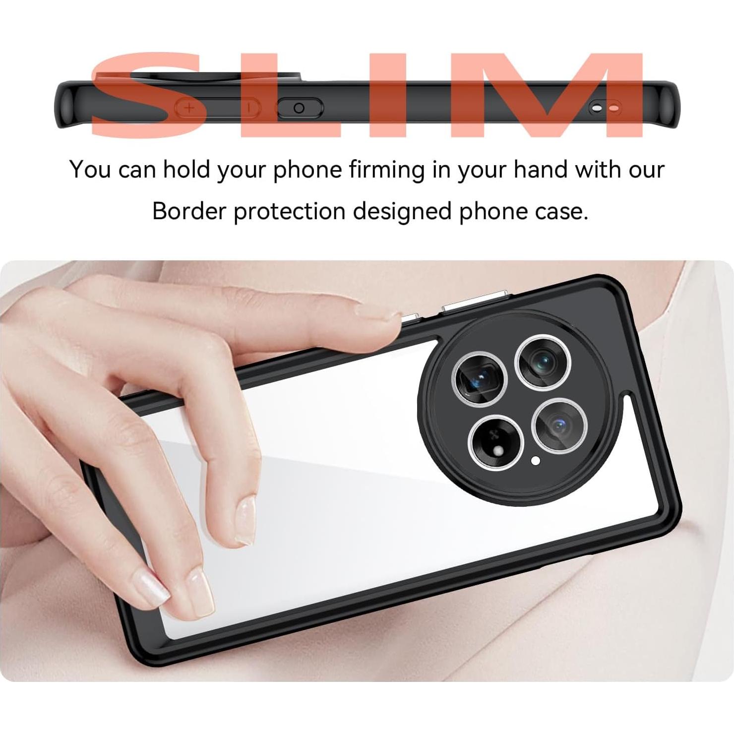 Case for OnePlus 13 5G(2024),[Hard PC Back+ Soft TPU Bumper] Slim Fit Shockproof Protective Cover Silicone Phone Case for OnePlus 13, Clear Black