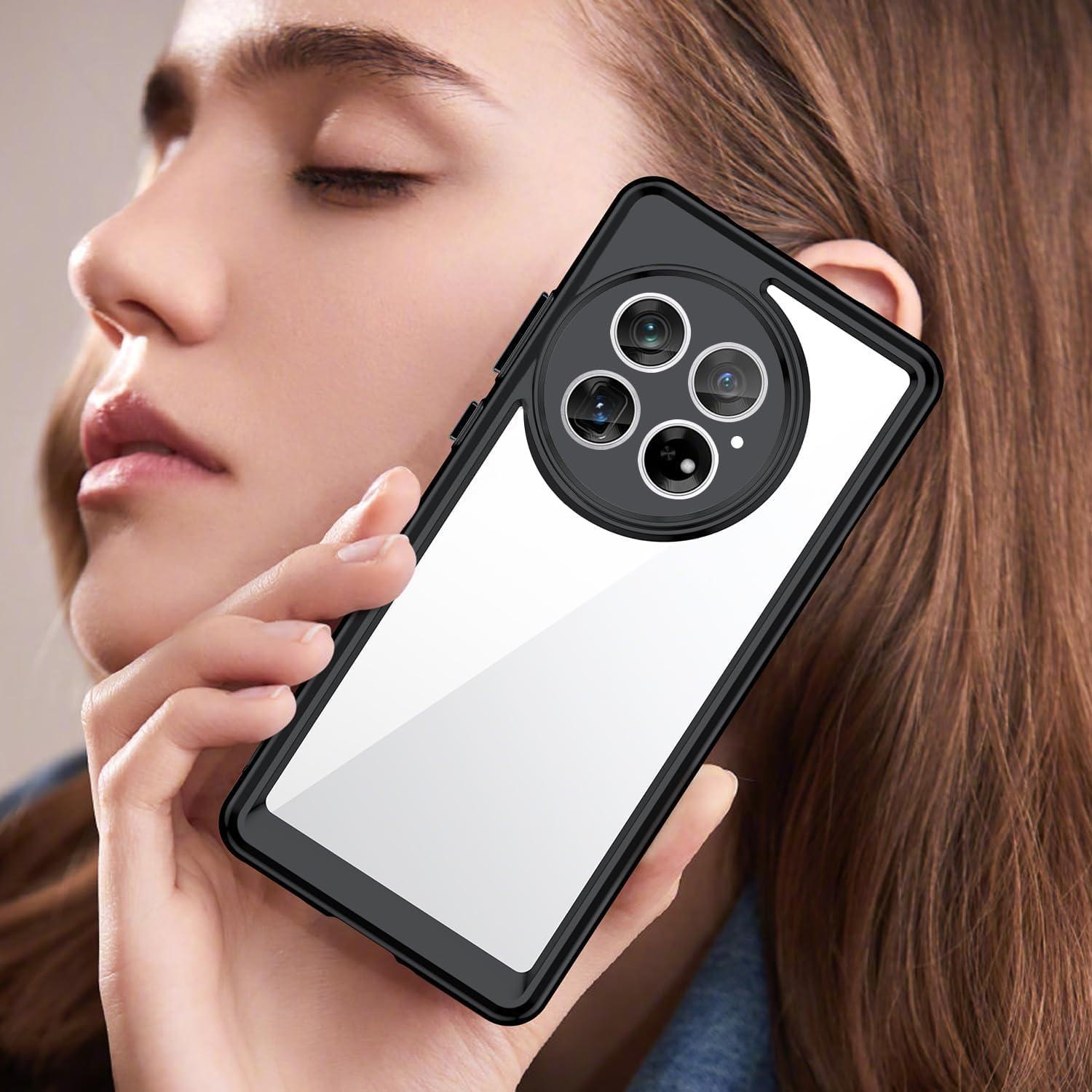 Case for OnePlus 13 5G(2024),[Hard PC Back+ Soft TPU Bumper] Slim Fit Shockproof Protective Cover Silicone Phone Case for OnePlus 13, Clear Black