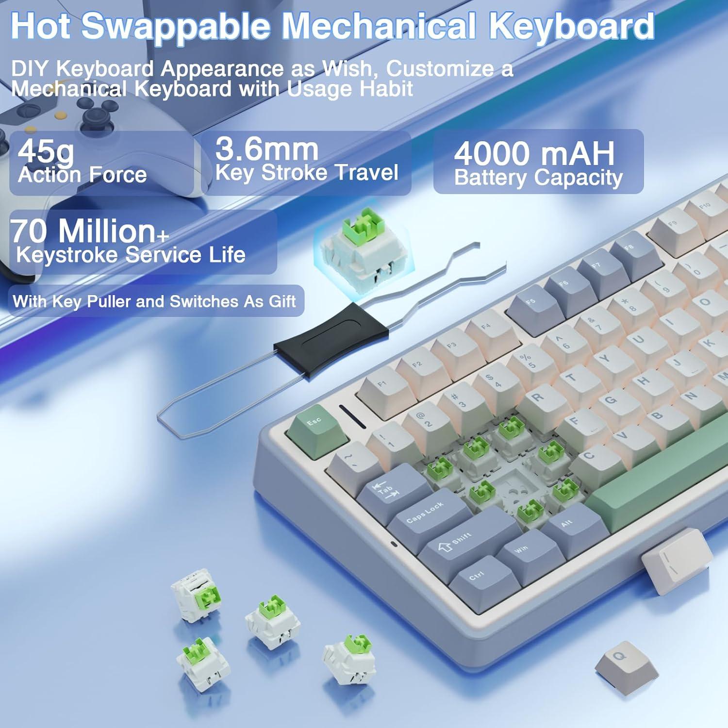 Teclado Mecánico AULA F75 Inalámbrico 75% RGB Personalizado