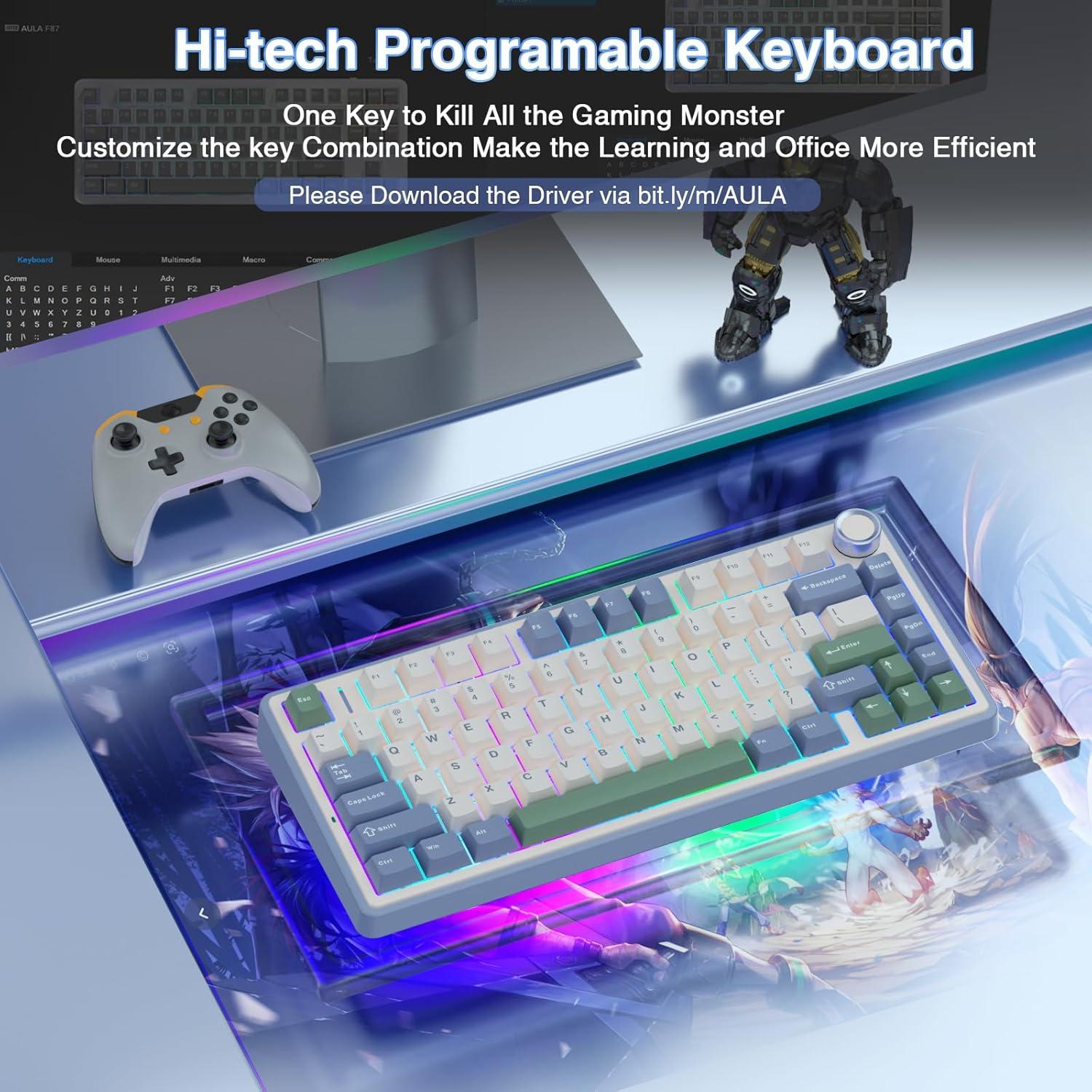 Teclado Mecánico AULA F75 Inalámbrico 75% RGB Personalizado