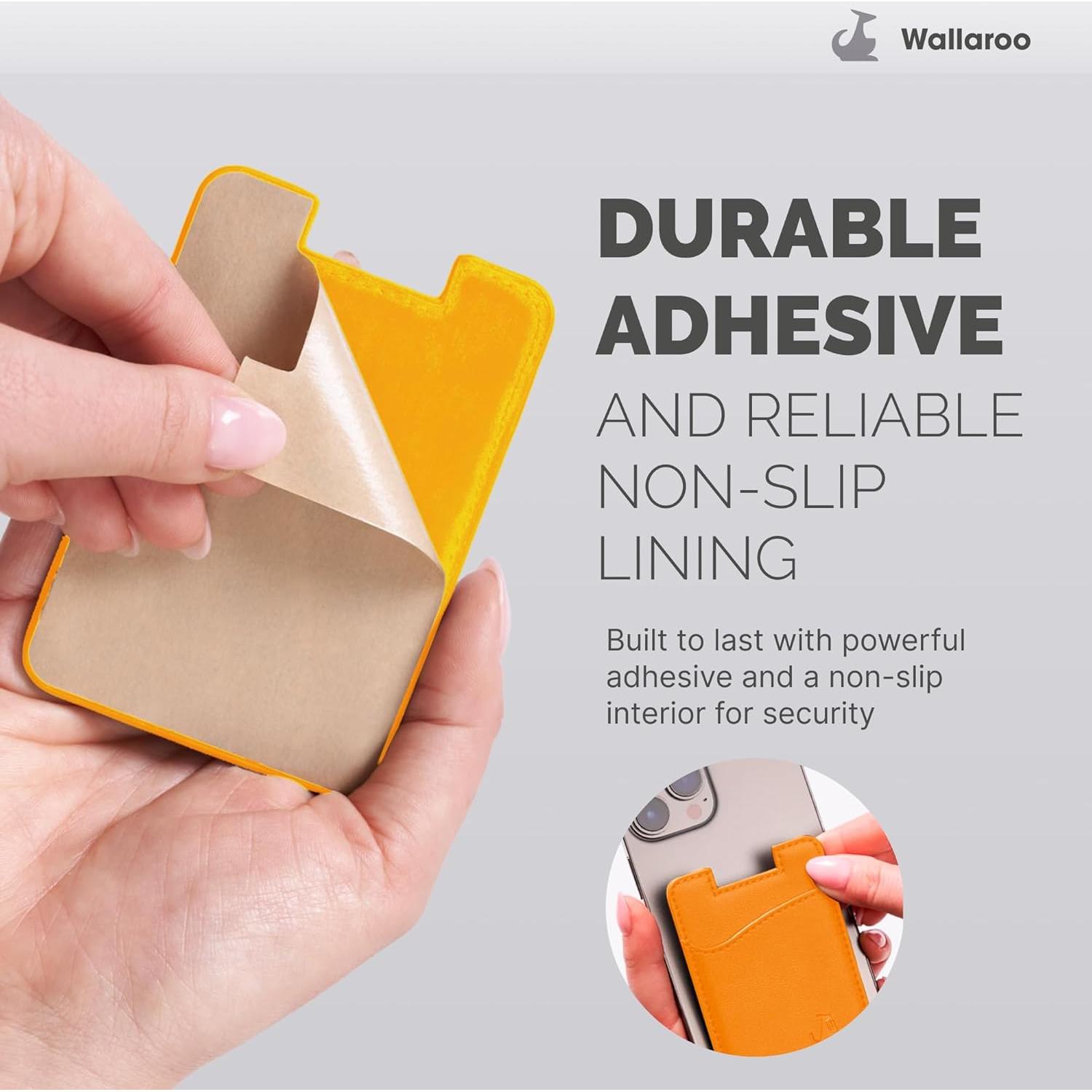Billetera Adhesiva de Cuero Wallaroo para Teléfonos - Soporte de 3 Tarjetas