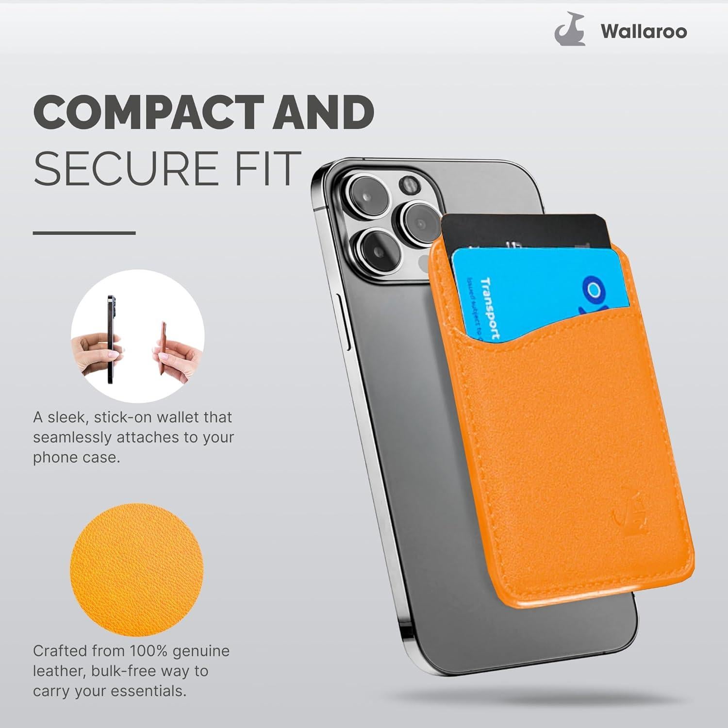 Billetera Adhesiva de Cuero Wallaroo para Teléfonos - Soporte de 3 Tarjetas