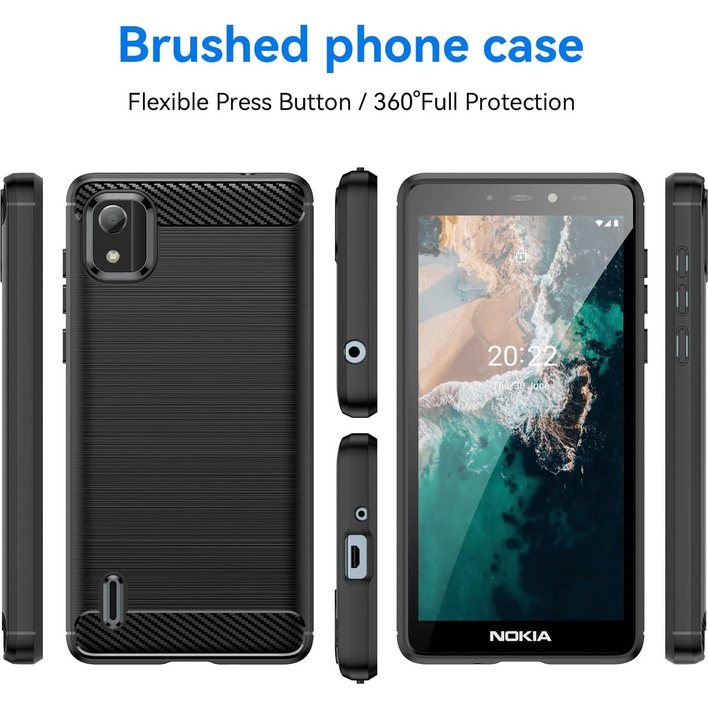 Funda de Carbono TPU para Nokia C2 2da Edición Negra