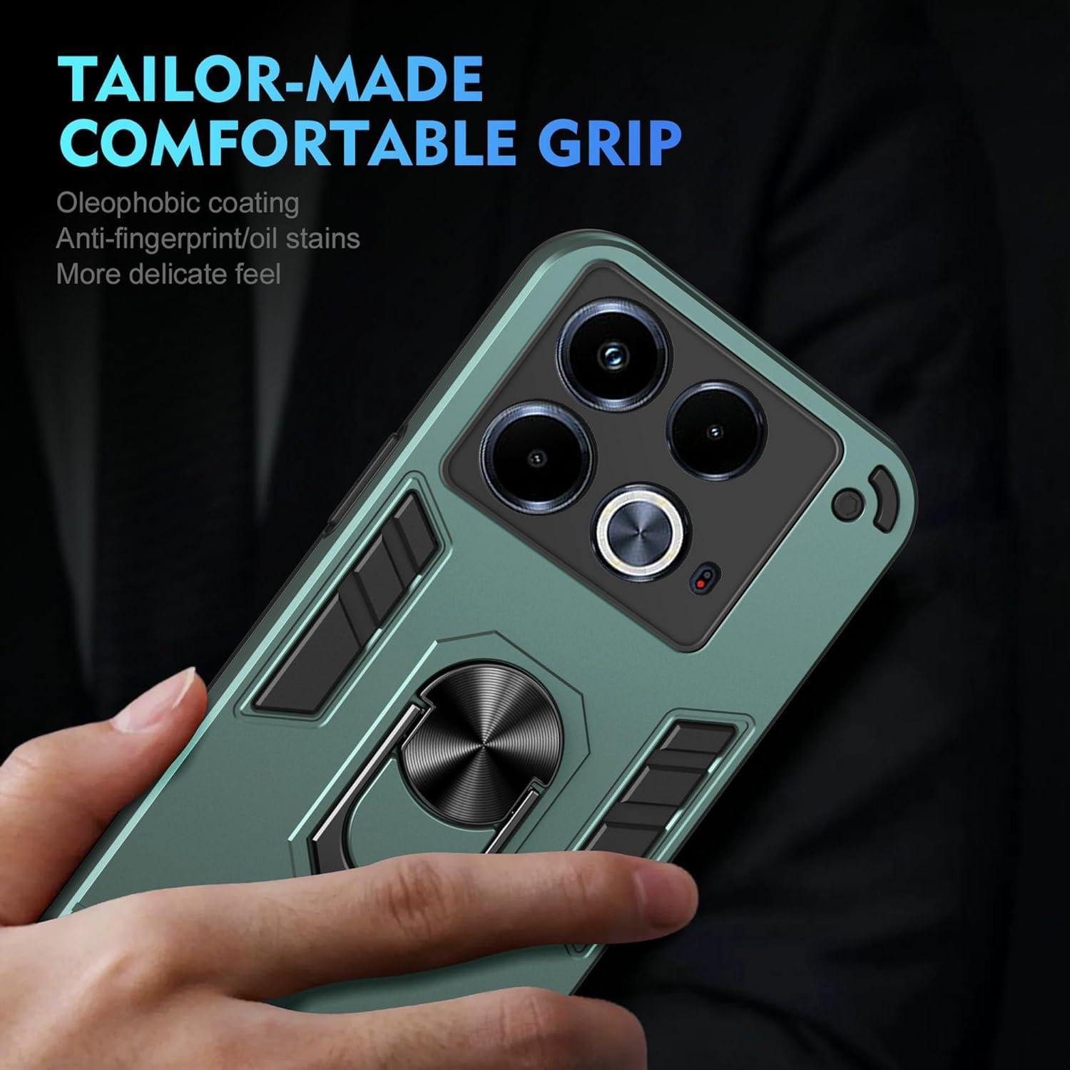 Funda Infinix Note 40 5G Lucyliy Verde, Soporte Integrado y Anti-Golpes