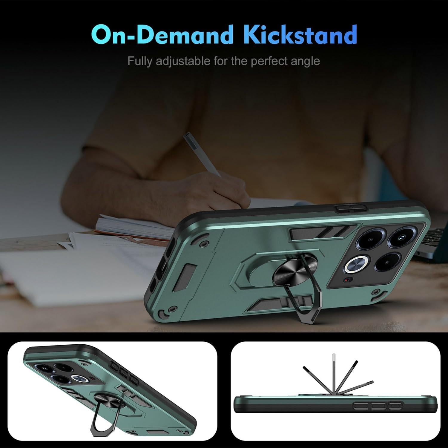 Funda Infinix Note 40 5G Lucyliy Verde, Soporte Integrado y Anti-Golpes