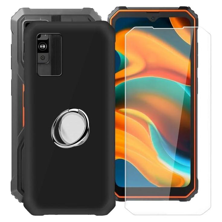 Funda Negra YQINHHME para Blackview BV4800 + Cristal Templado