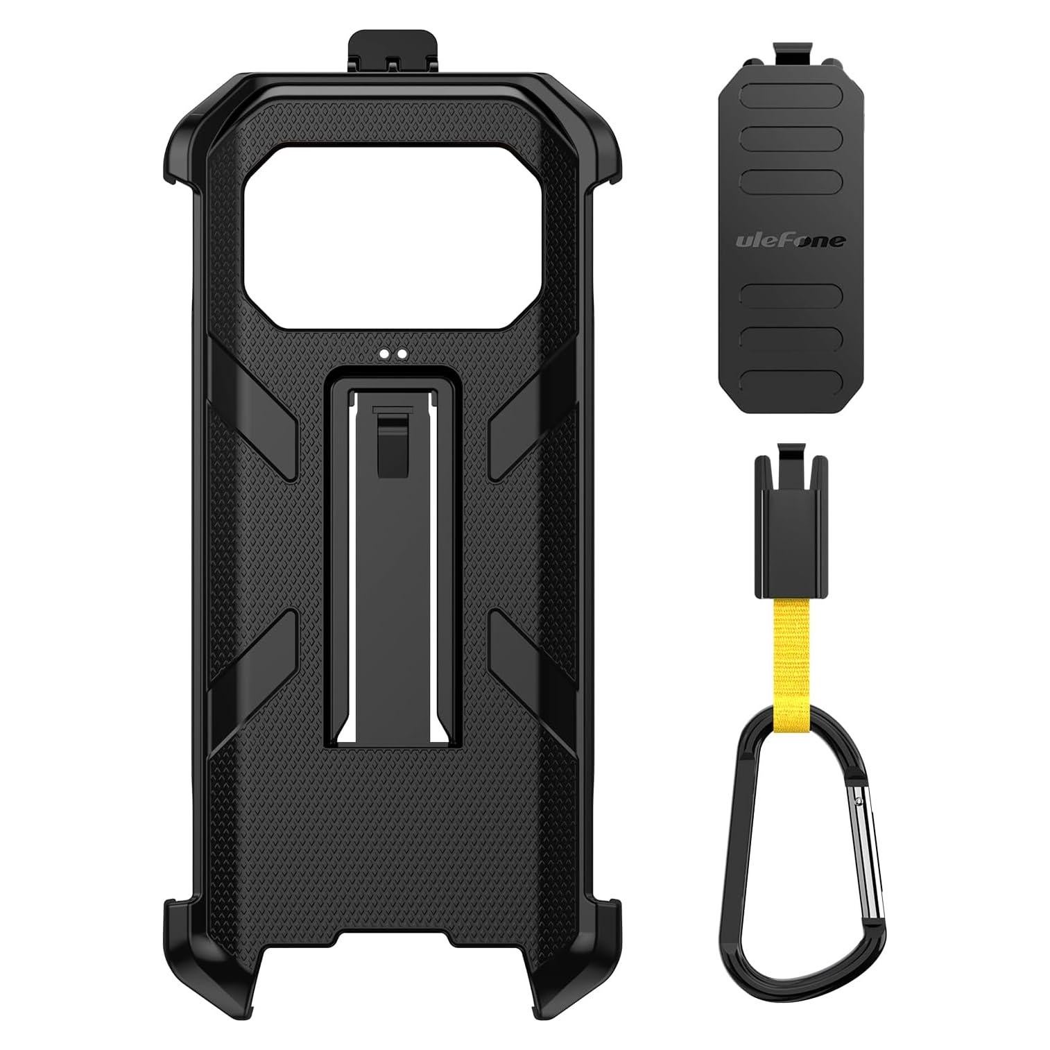 Funda Protectora TPU Negra Ulefone Armor 27 con Clip y Mosquetón