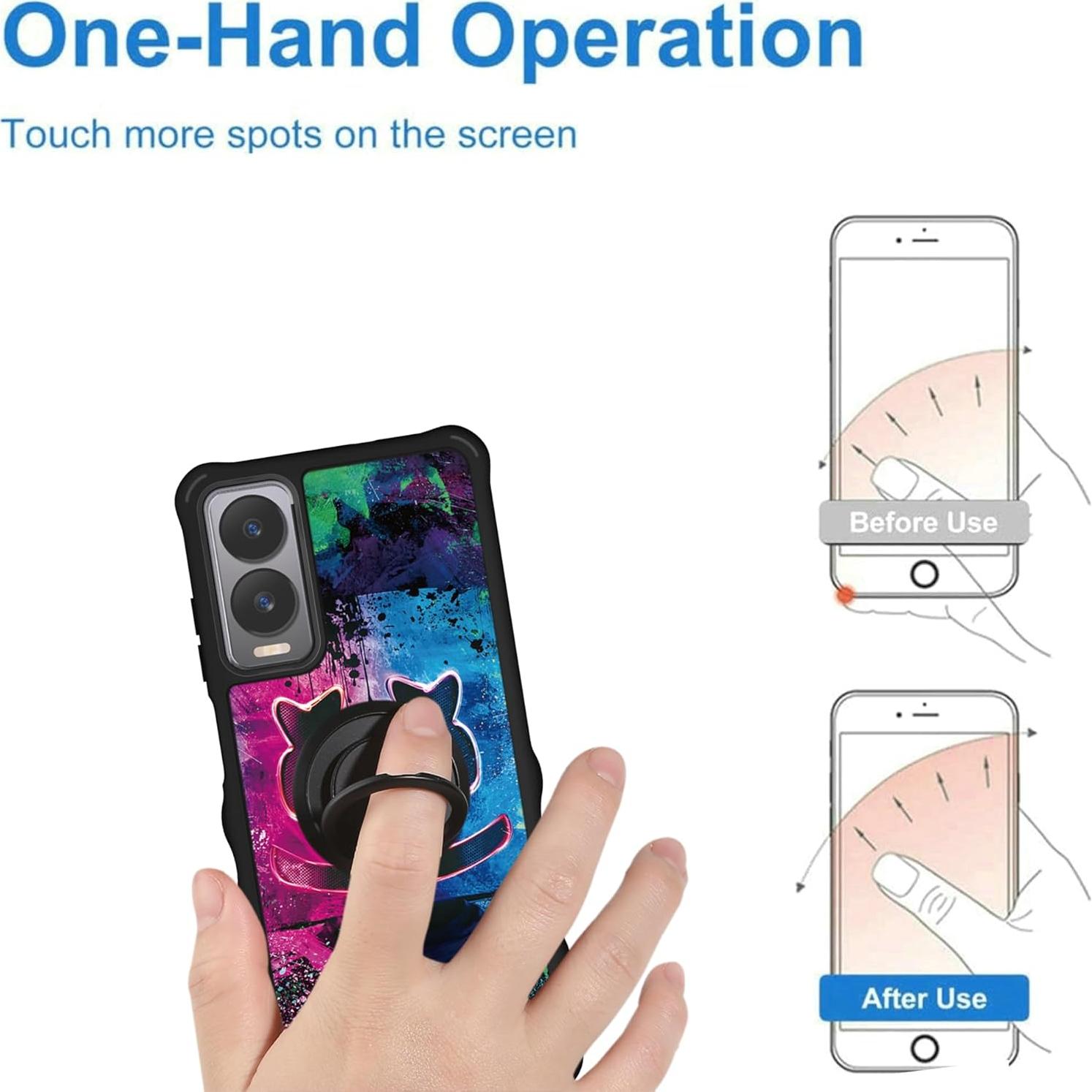 Funda híbrida para Cricket Icon 6 ATT Verge YGH-BQ con soporte