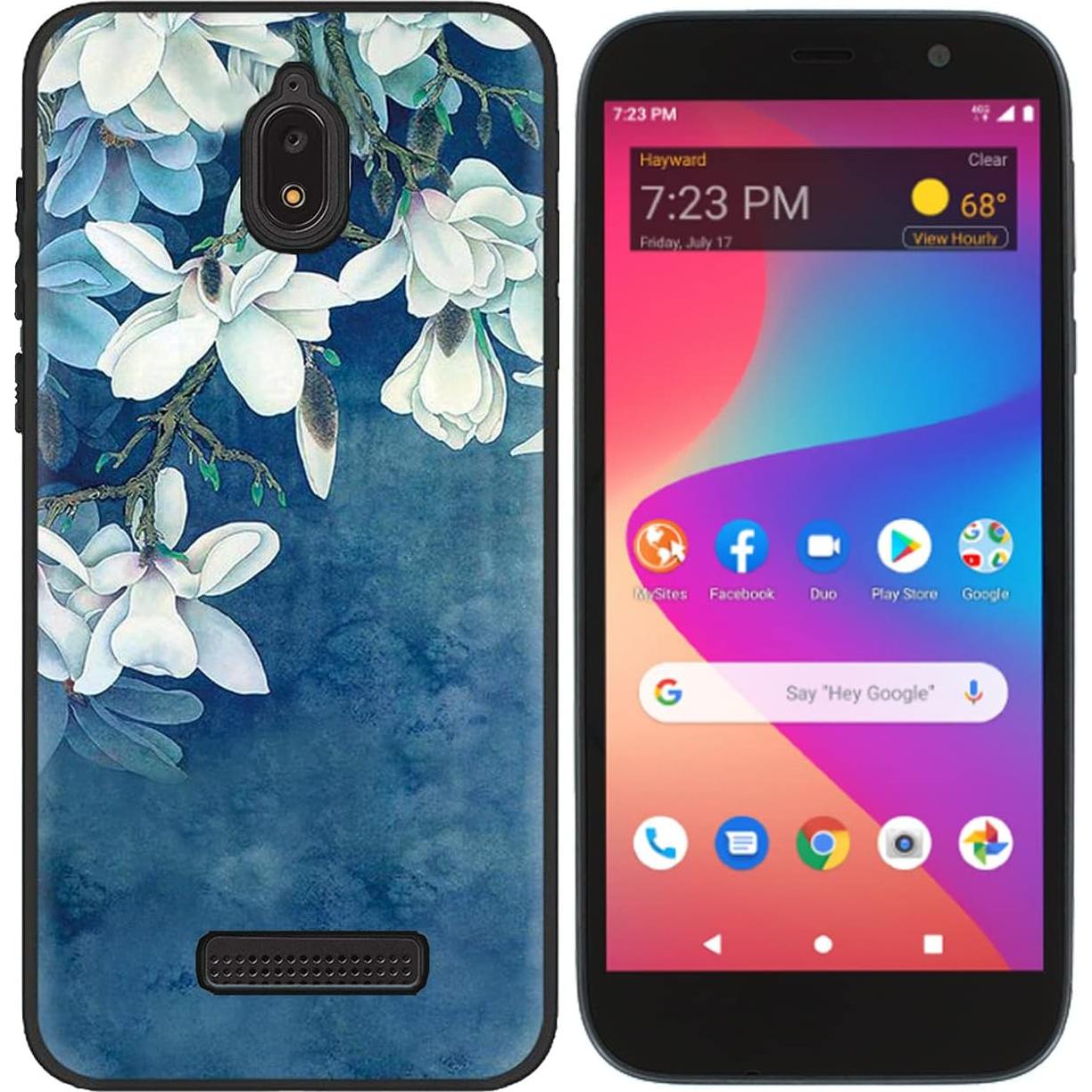 Funda trasera TPU Blu View 2 (B130DL) diseño flores azul