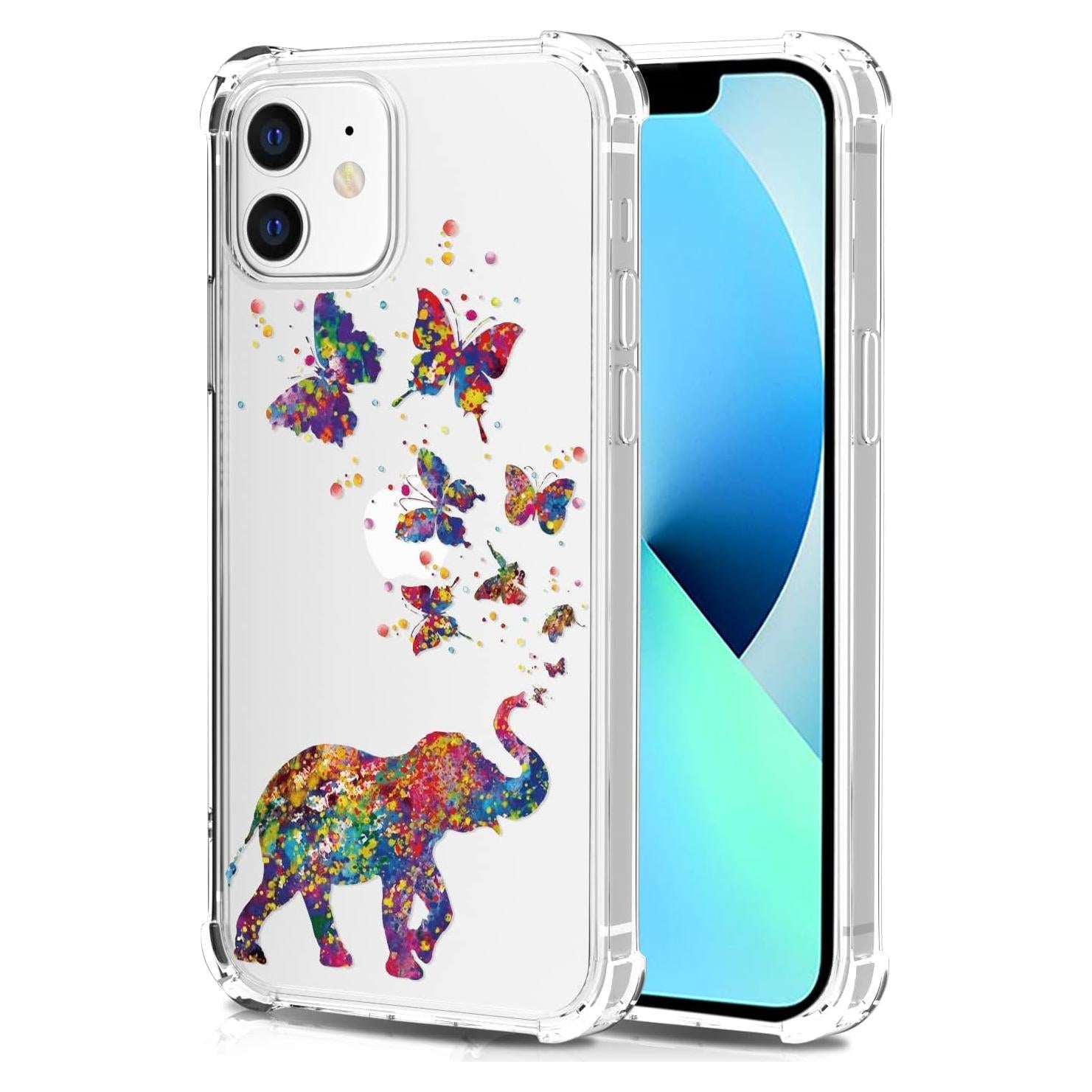 Funda Transparente para iPhone 12/12 Pro BEIMEITU Elefante Mariposa